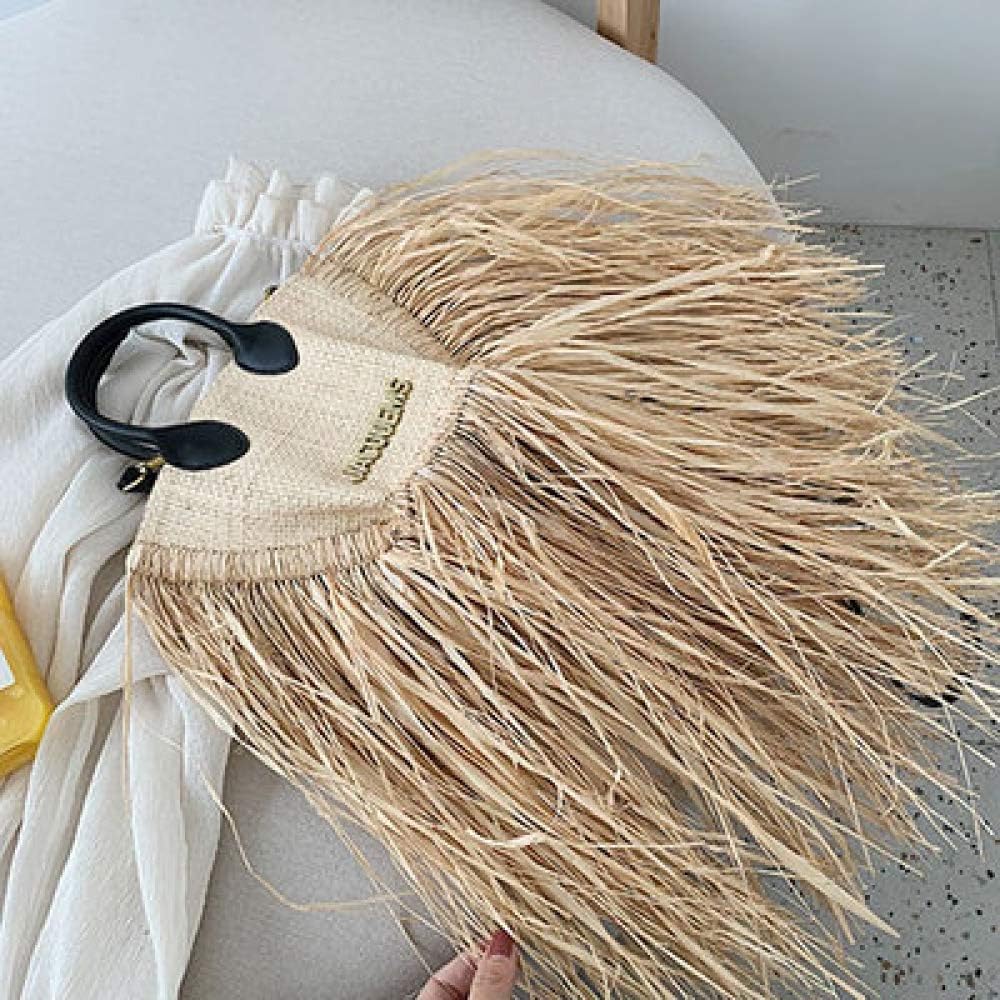 POOPOOAMtassel straw bags rattan weave handbags handmade paper shoulder crossbody bags summer beach purses