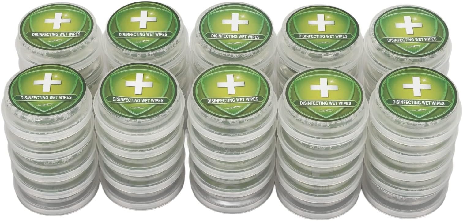 50Pcs Hand Pop Wipes, Individual Travel Size Hand Wipes Wrapped Disposable Dry Wet