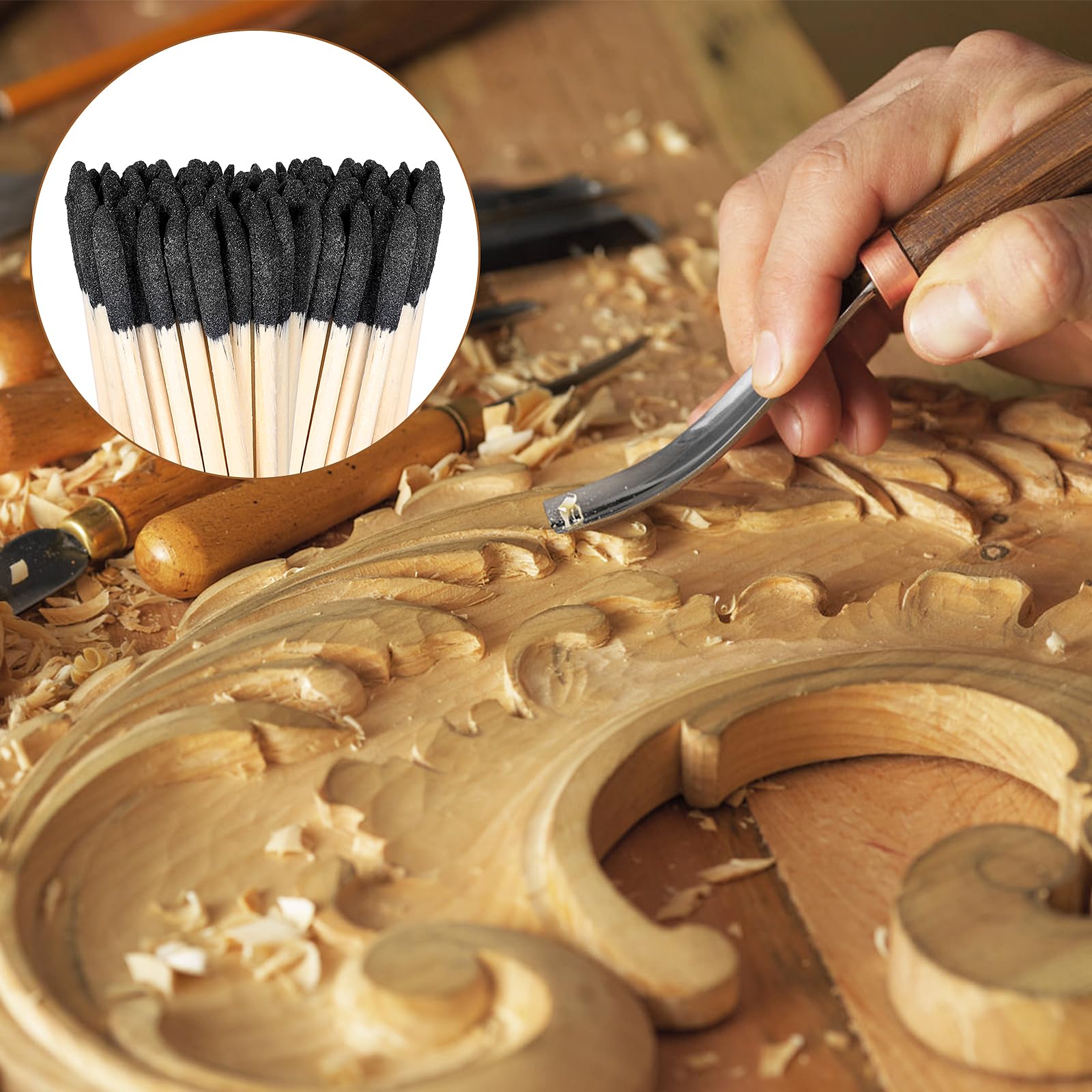 JIEYAO 50 varillas de lijado, ramitas de lijado para modelos de plástico, herramientas de lijado de detalles finos para espacios reducidos, madera, grano 150