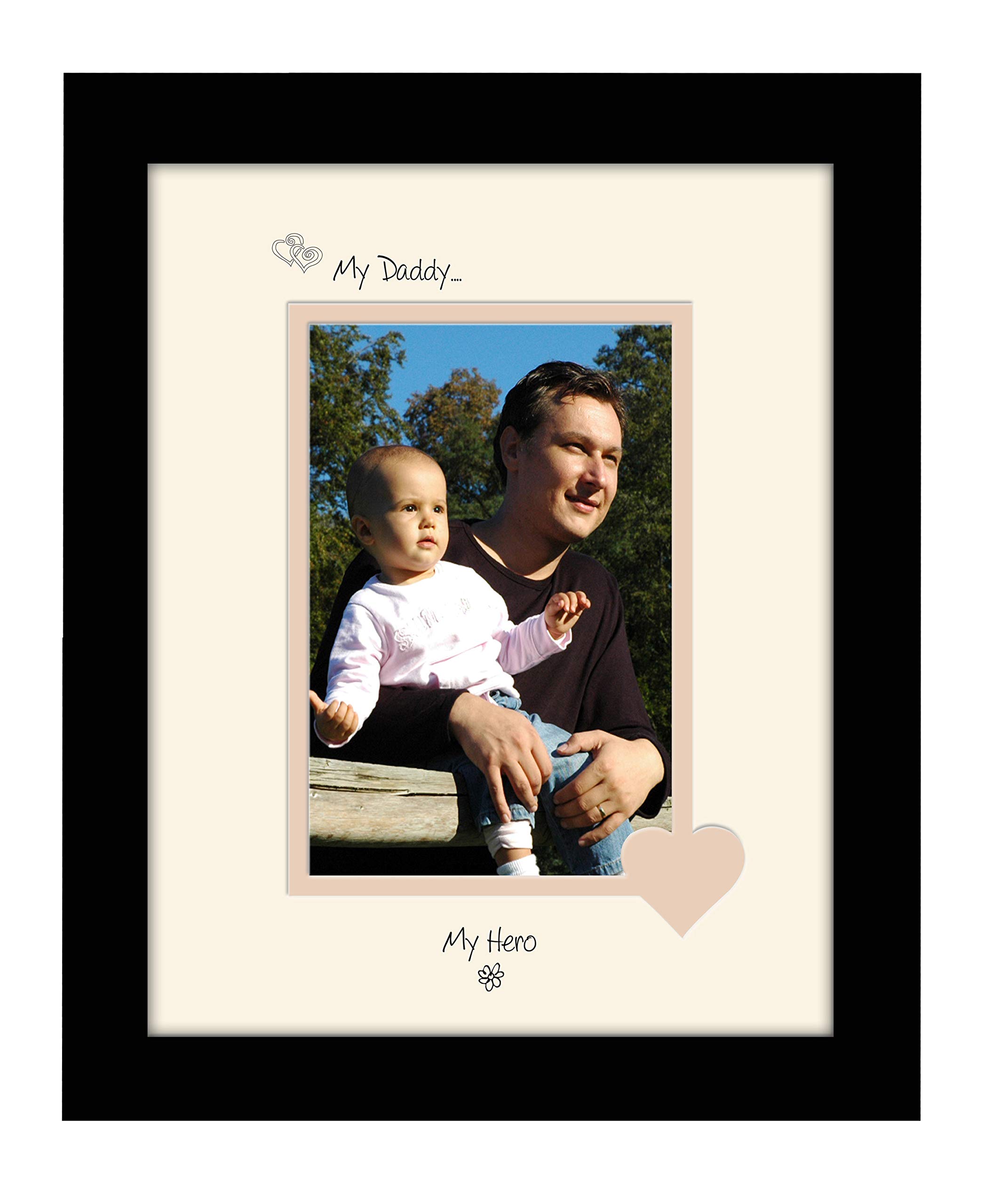 Photos In A Word Black Finish Frame Cream Mount Beige Inside Daddy Photo Frame Portrait My Daddy My Hero 6X4 Double Mounted 1023F Quality Gift (Black Finish Frame Cream Mount Beige Inside)