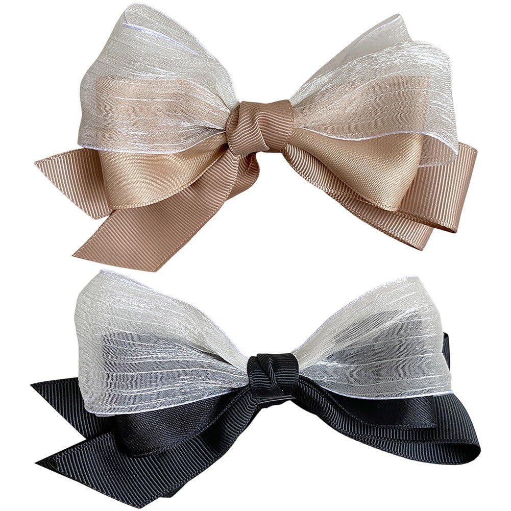 Fituenly 2pcs Bowknot Banana Clips for Women, Back of the Head Ponytail Clip Elegant Hair Claws Barrette for Daily Styling