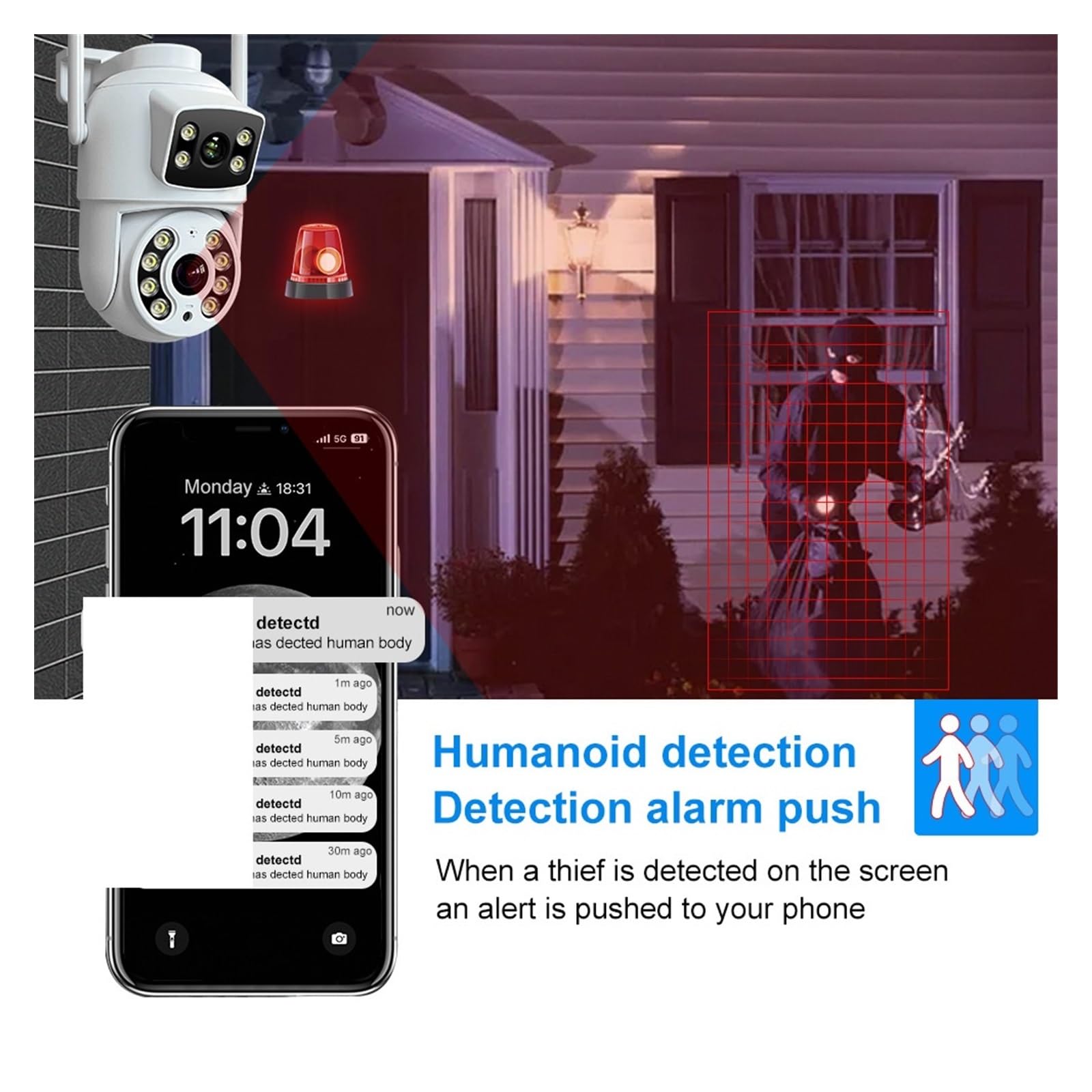 4MP WiFi Surveillance Camera Dual Lens Dual Screen IP Cameras Wireless Auto Tracking Color Night Vision 10X Digital Zoom CAM(CAM No SD Card)