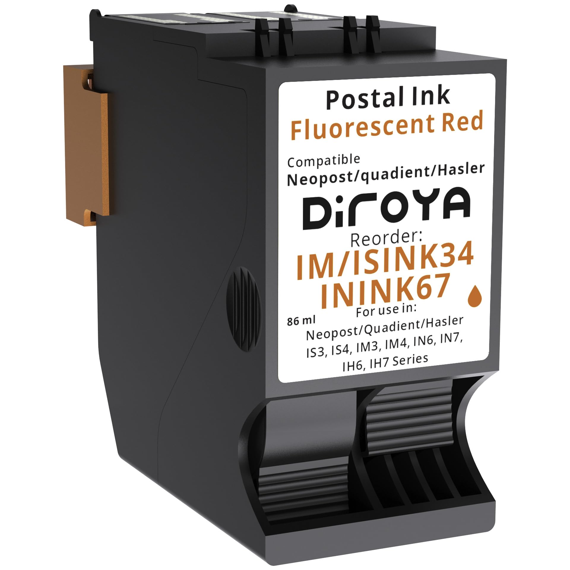 Photo 1 of diroya ISINK34 ININK67 Compatible Ink Cartridge for Quadient Neopost IS300, IS330, IM480, IM460, IN600, IN700 Series Fluorescent Red ISINK3 ISINK4 ISINK4HC Postage Meter Ink