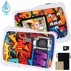 DECOMEN [2019 Newest Kids Camera] Kids Waterproof Camera, Digital Underwater Camera for Boys and Girls, 12MP HD Action Sport Camcorder with 2.0" LCD, 8X Digital Zoom, Flash, Mic and 8G SD Card.
