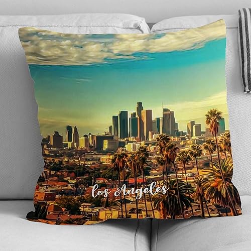 Miniatura 4 de USA City Los Ángeles - Funda de cojín decorativa con cremallera cuadrada para el hogar, recuerdos de la ciudad, funda de almohada de viaje de ciudad