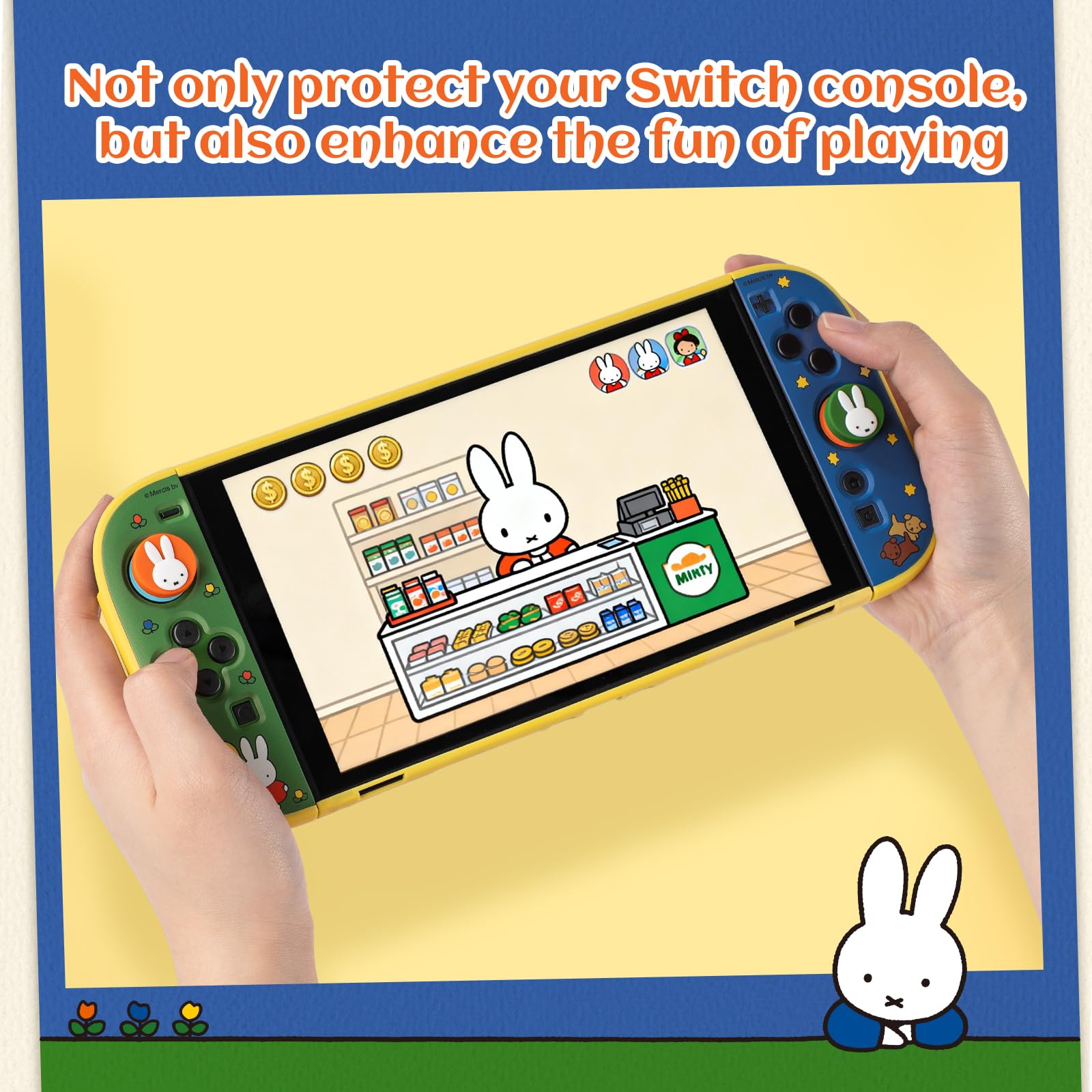 Kuitmor Protective Case Compatible with NS2, Detachable Hollow Shell Anti-Scratche and Shock-Absorption Dockable Hard Shell for Switch 2 Game Console - Vibrant Bunny — view 7