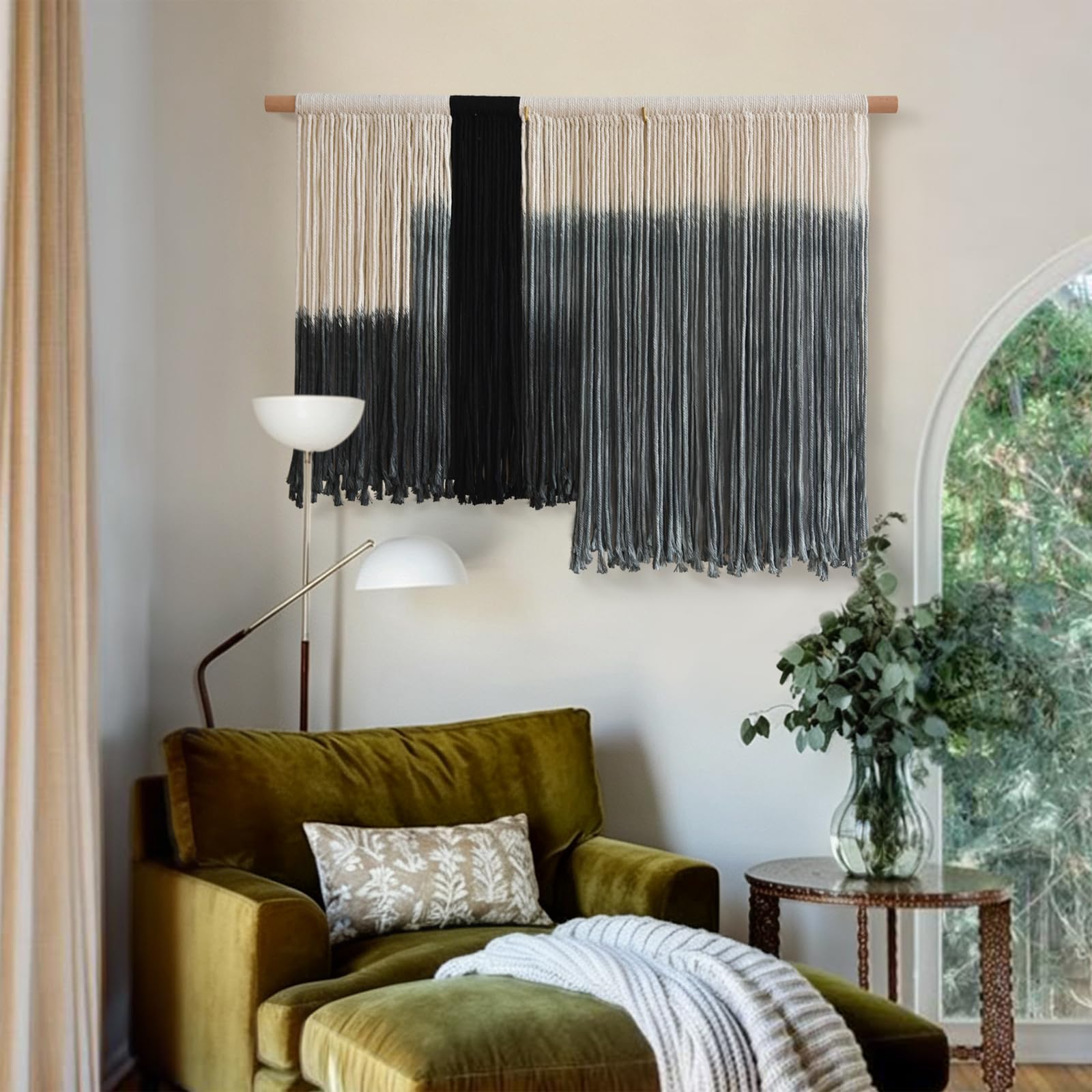 Flber Grey Dip Dye Macrame Hanging