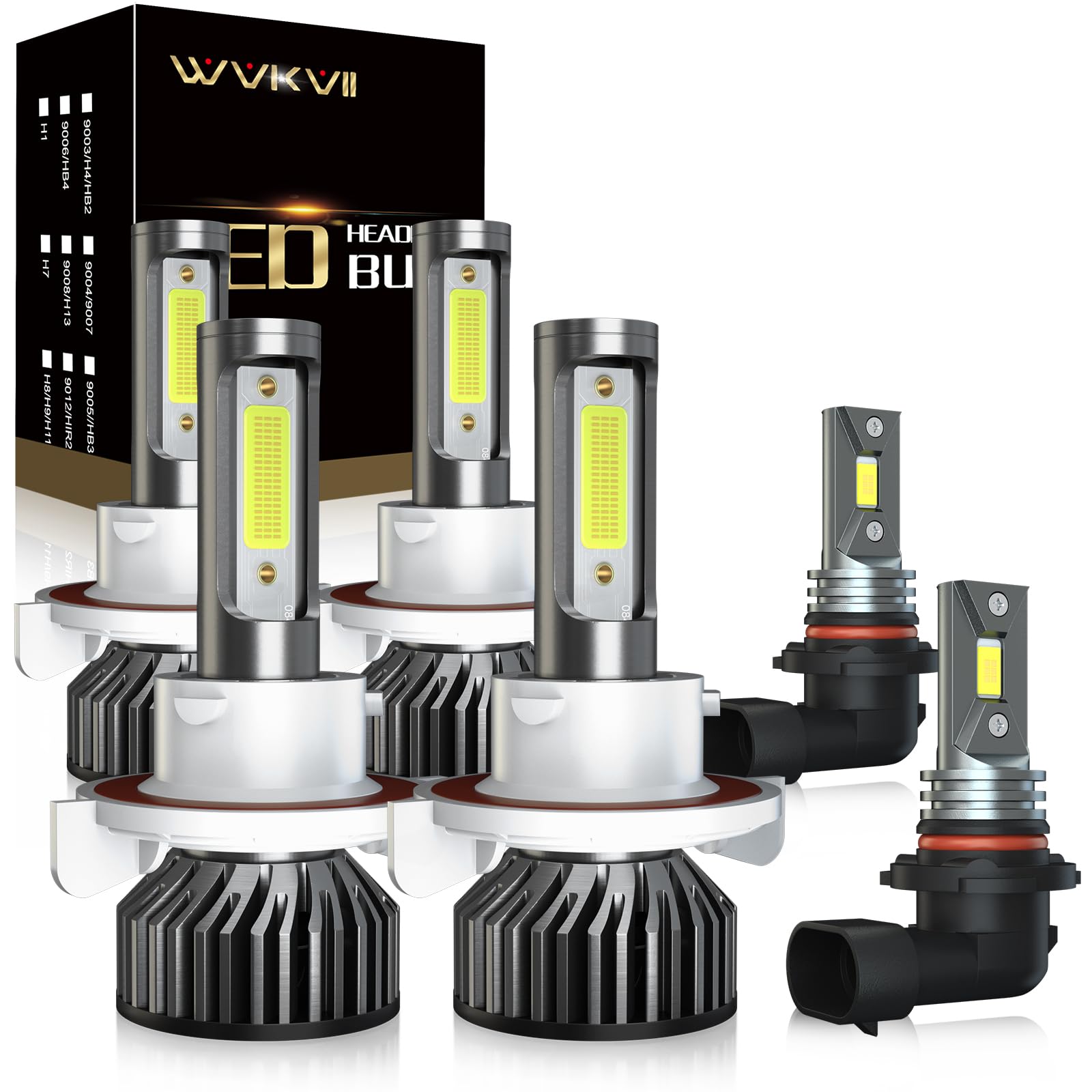 Fit For Ford F250 F350 F450 F550 Super Duty (2005-2022) LED Headlight Bulbs, H13/9008 High Beam + H13/9008 Low Beam + 9145 LED Fog Light Bulbs, Super Bright 6000K Cool White,Pack of 6