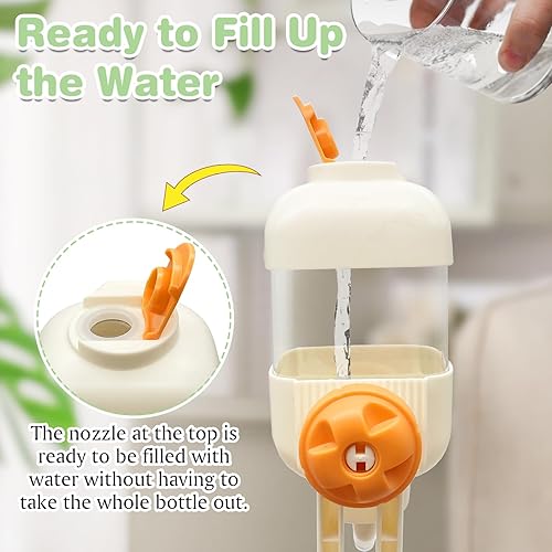 Miniatura 5 de Fhiny Botella alimentadora de agua para perros con soporte, dispensador automático ajustable de alimentos para perrera a prueba de fugas, sin goteo