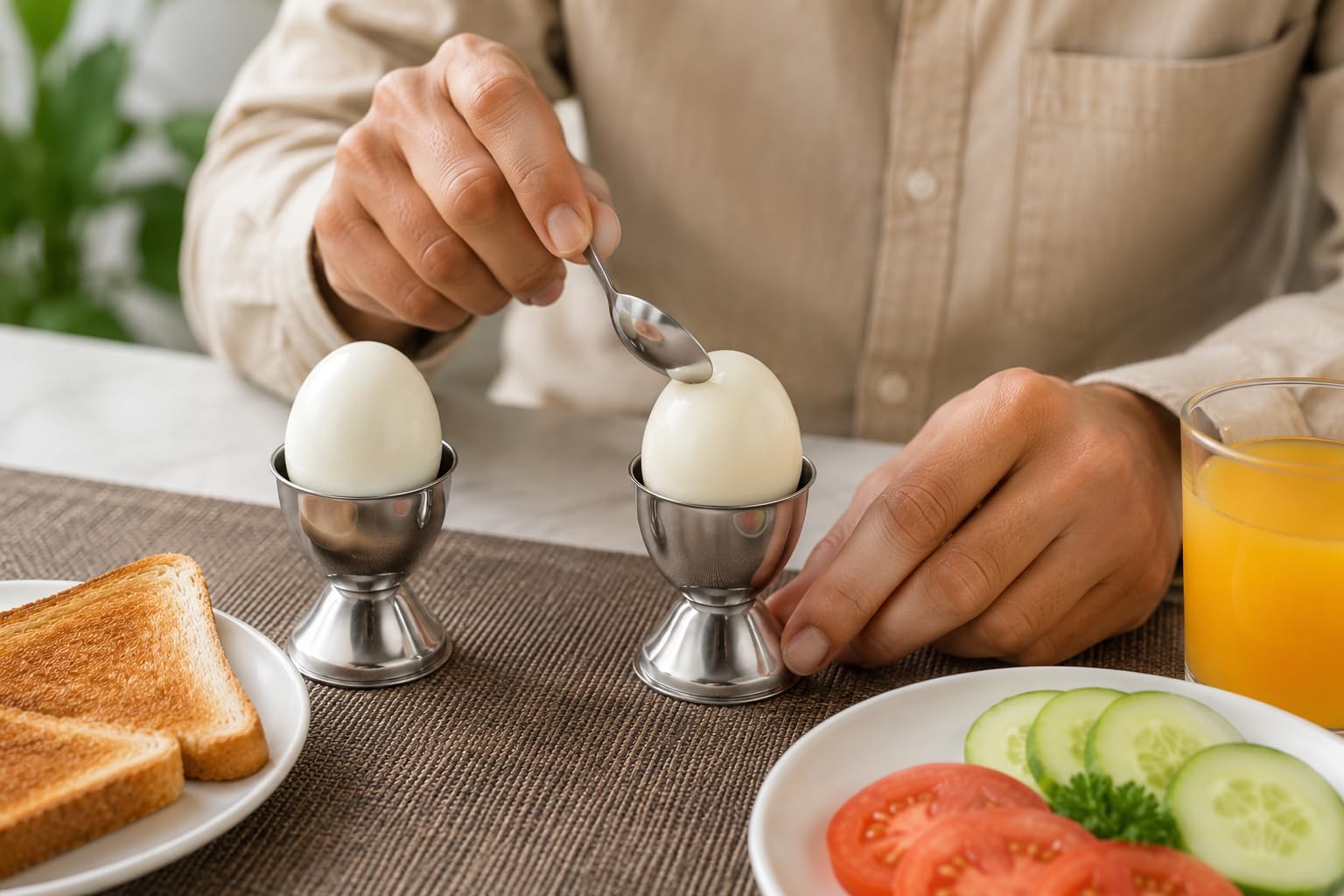 Dynore Stainless Steel Egg Holder Cups for Raw and Boiled Eggs Set of 2 3