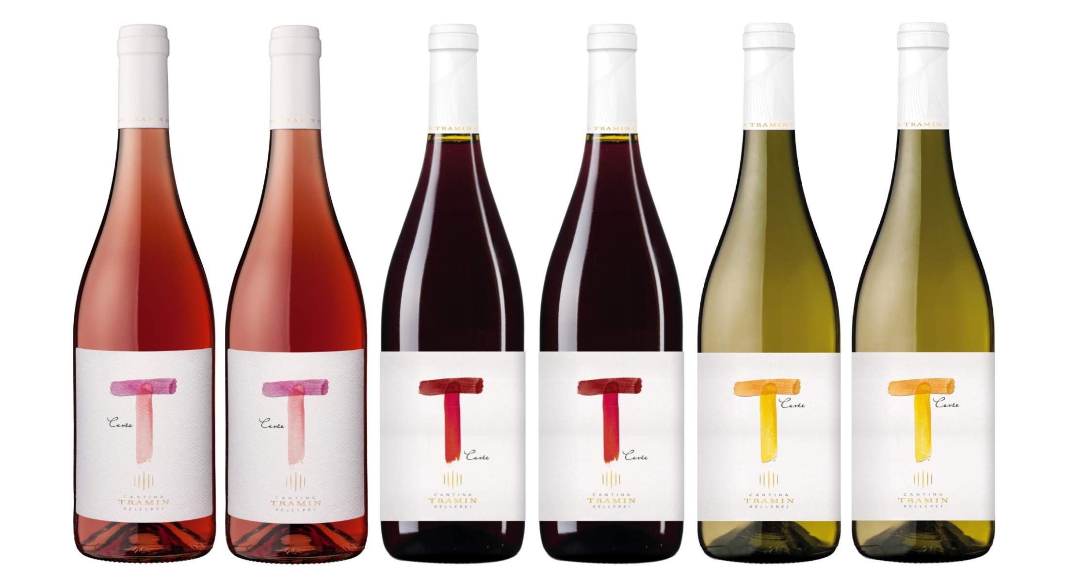 Confezione 6 bottiglie Vino Tramin Alto Adige Cuvée T Bianco | T Rosé | T Rosso - 3 Cuvée dei vitigni più famosi dell'Alto Adige