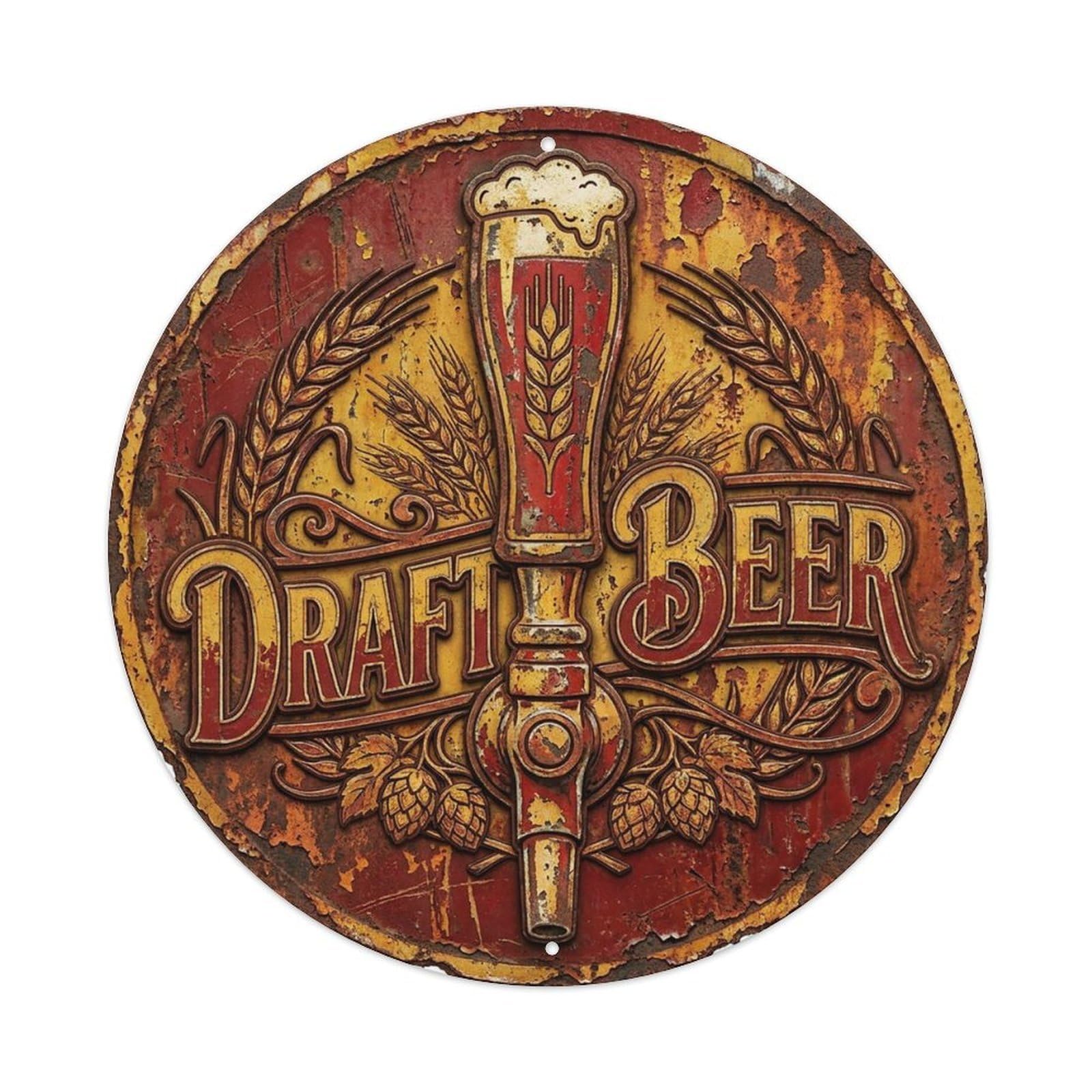 Vintage Beer Breweriana Draft Beer Retro Bar for Pub Vintage Metal Tin Sign Plaque Wall Decor for Cafe, Club Bar, Office, Garden Metal Poster 8x8Inch