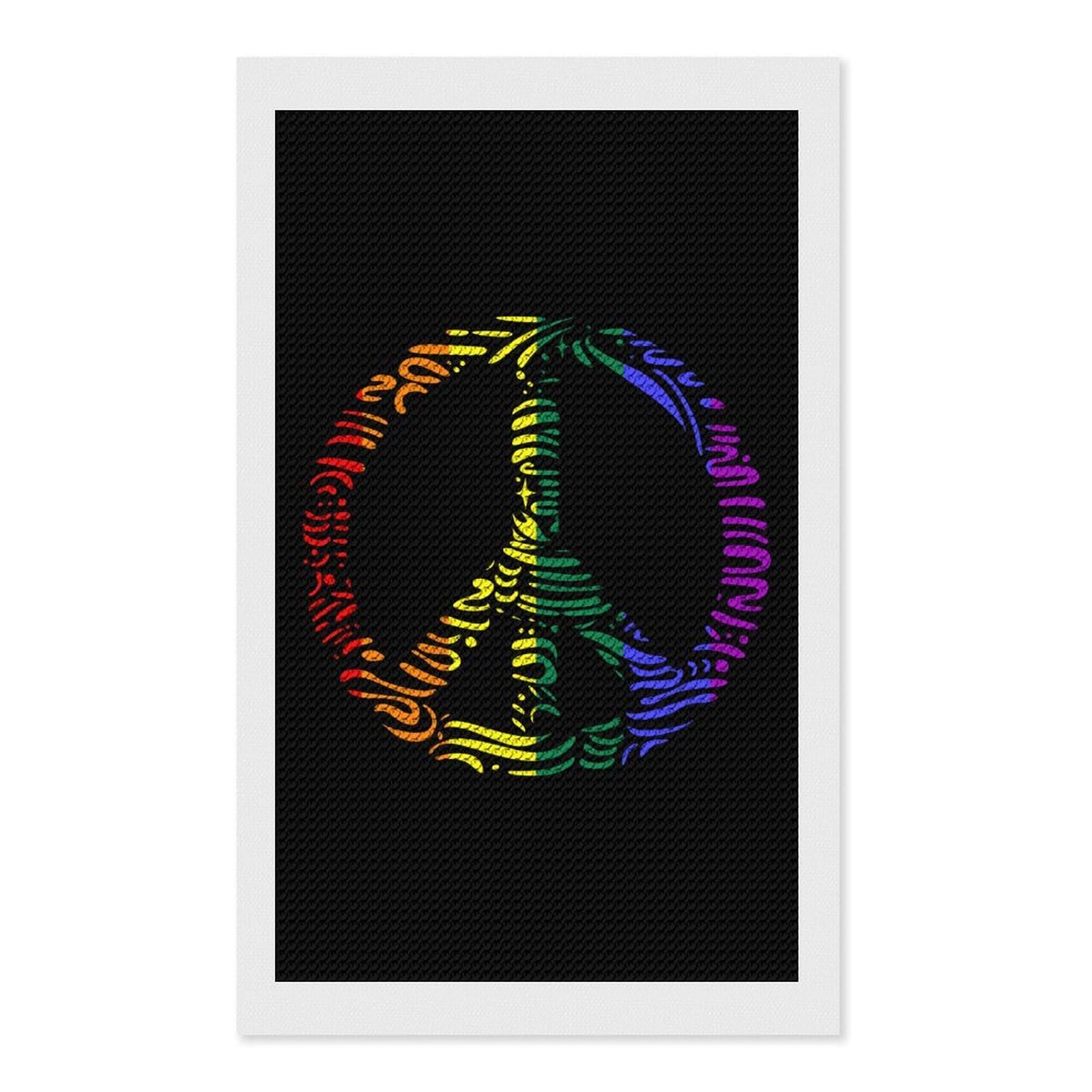 Nclqvjxzkhw Style Peace Lgbt Rainbow Flag Diamond Art Painting For Adult Round Diamonds Pictures Arts Crafts Home Wall Decor 12"X20"
