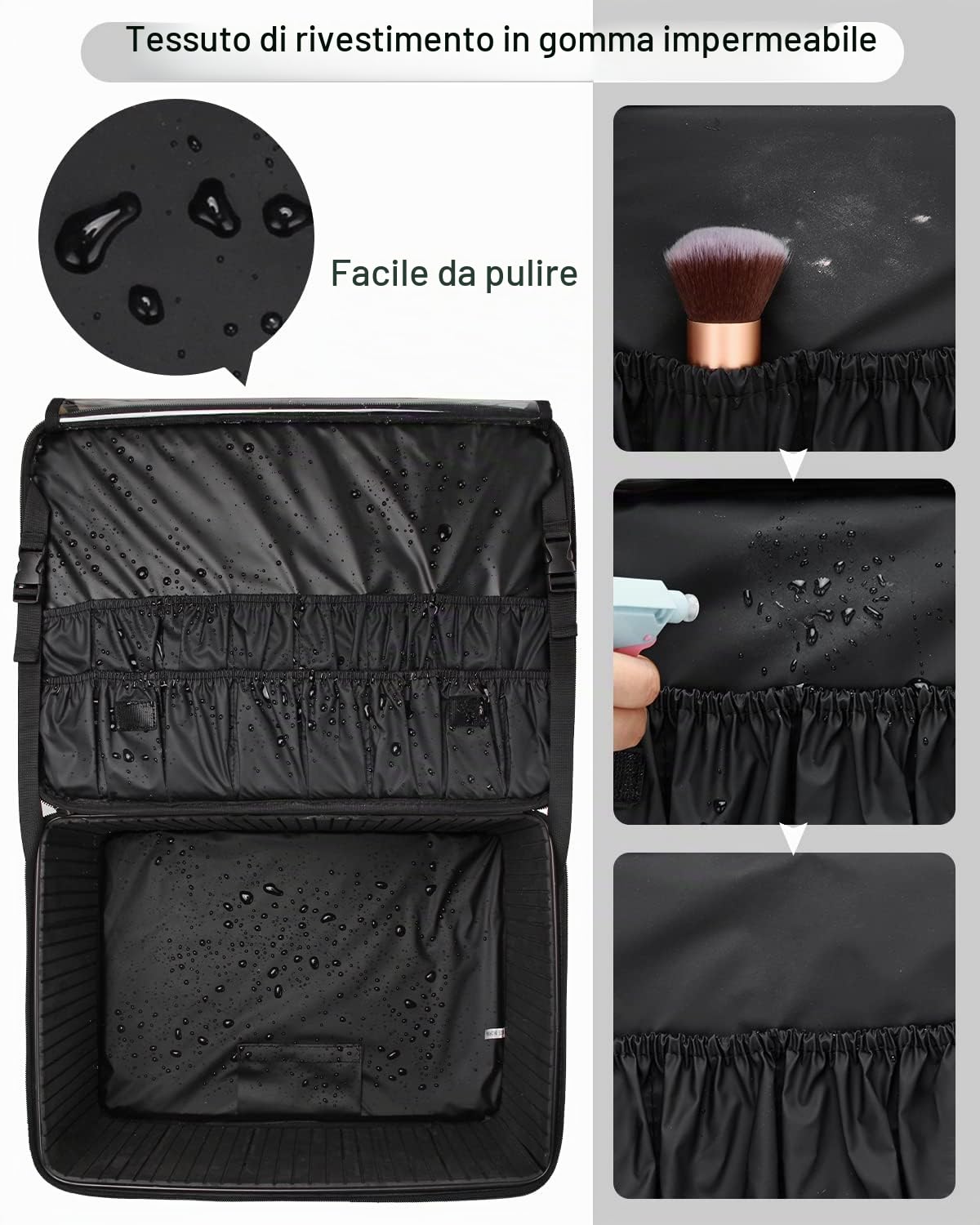 Relavel 17,7" Extra Grande Valigetta Cosmetica Trolley Professionale Trousse Organizzatore Da Viaggio Beauty Case Portatile Trucco Donna Trucco, Nero, 45cm