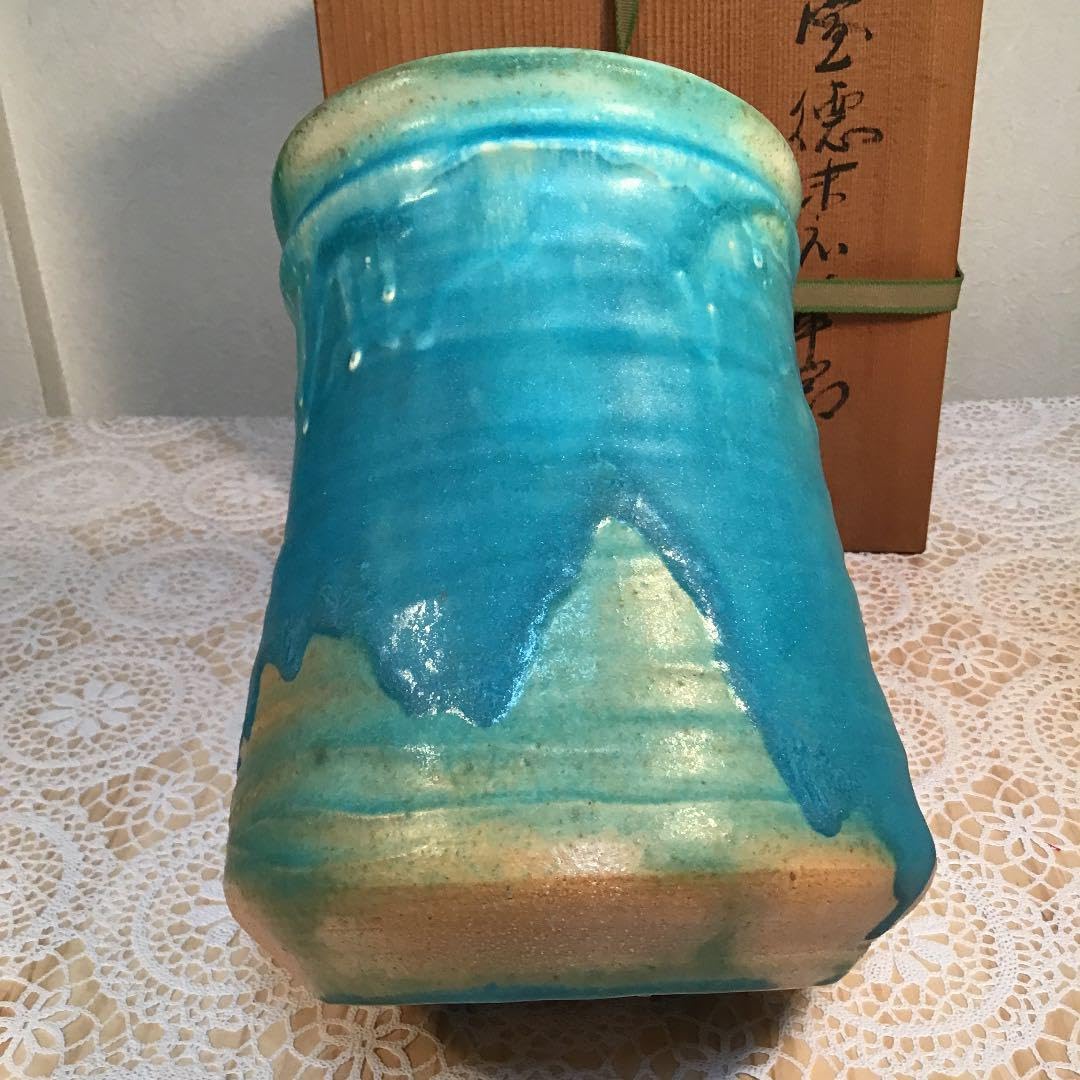 茶道具 水指 宝徳末六華窯 共箱 口径155ミリ 高さ約225ミリ Ｎ400a 茶道具 水指 宝徳末六華窯 共箱 口径155ミリ 高さ約