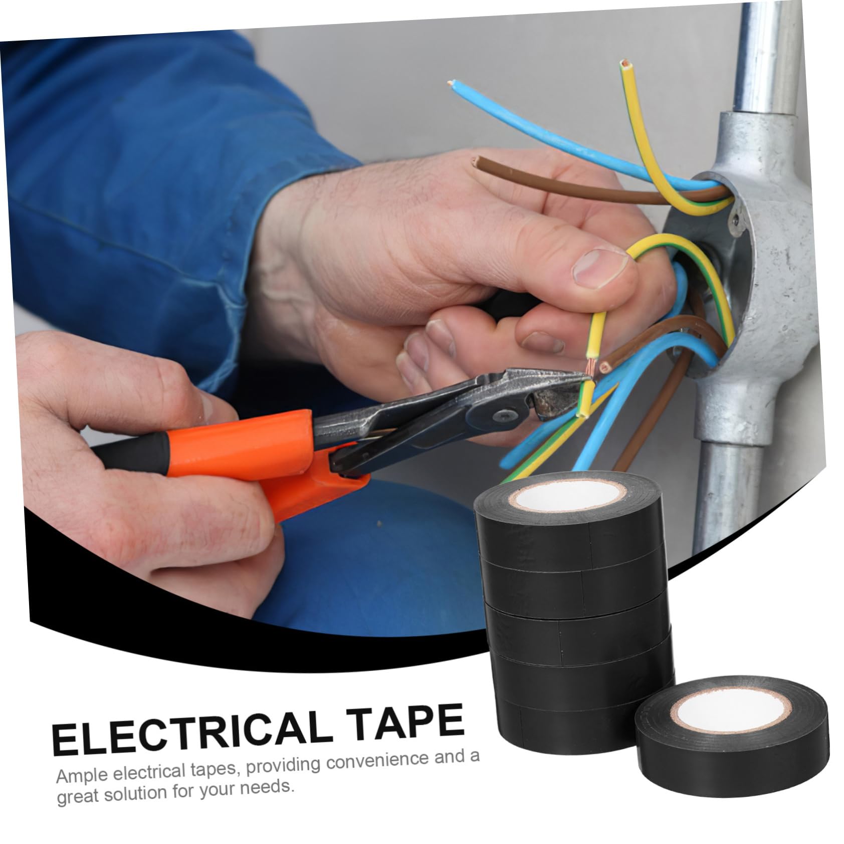 Striscia isolante in gomma, 6 rotoli di nastri elettrici multifunzionali Nastro isolante for elettricisti for l'avvolgimento cavi(Black)