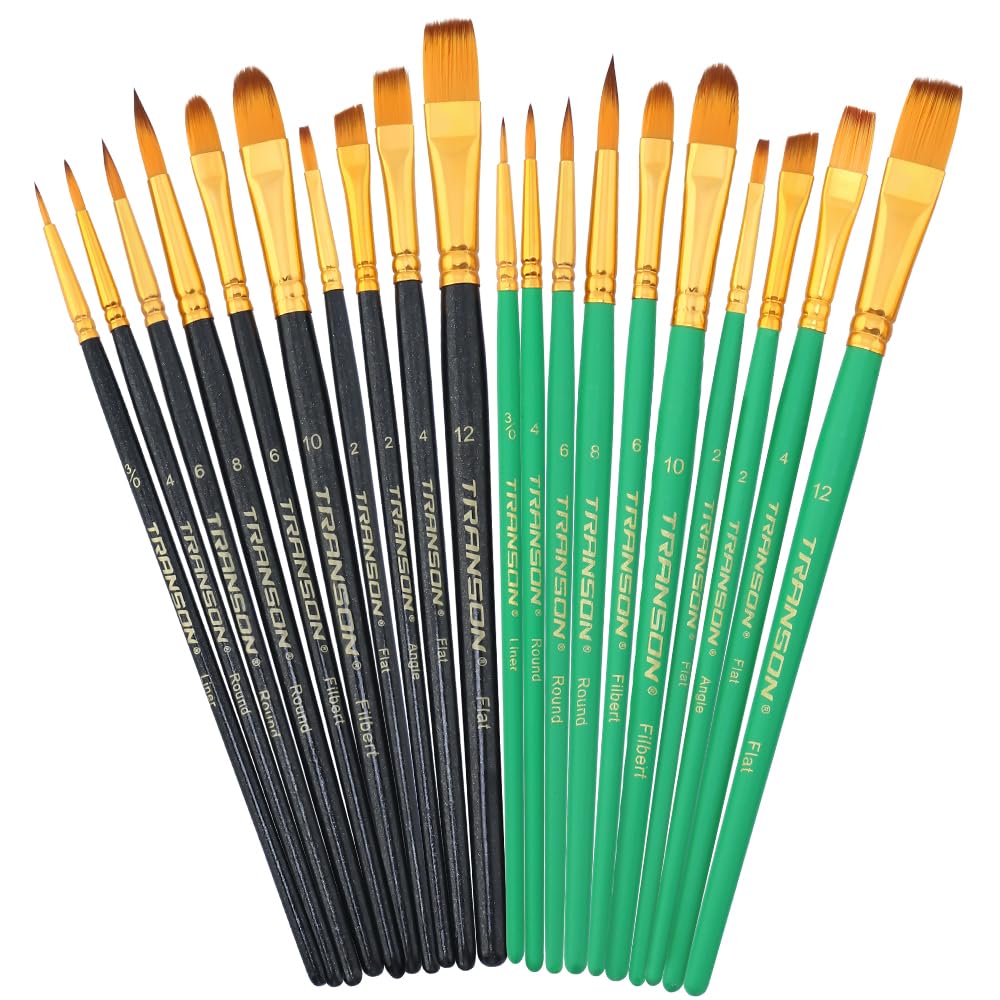 Transon Mini set di pennelli per dettagli, 15 pezzi, per modelli in miniatura, pittura artigianale per pittura acrilica, guazzo, acquerello, tempera e pittura ad olio
