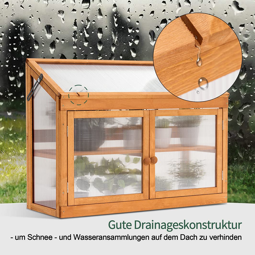 M MCombo 2 Etage höhenverstellbares Anlehngewächshaus Treibhaus Pflanzenhaus Aufzuchtschrank 0160, aus Holz und Polycarbonat