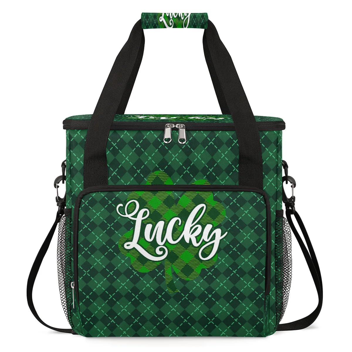Coffee Maker Carring Bag Clover Word St Patrick's Day Travel Carrying Storage Tote Bag Compatible with Keurig K-Mini or K-Mini Plus Portable Single Serve Coffee Brewer Case with Pockets for K-cup Pods