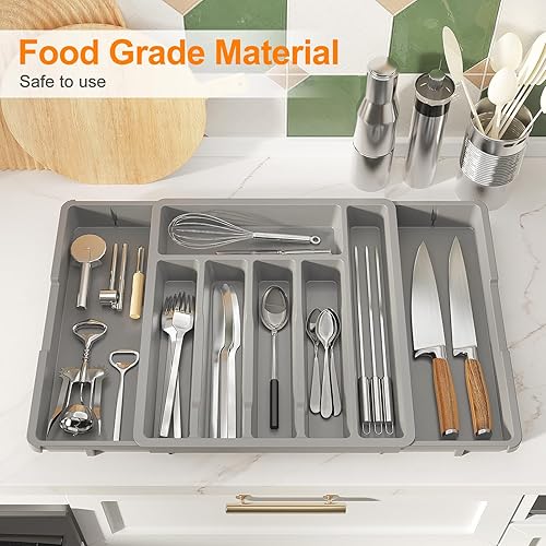 Miniatura 7 de Organizador de cajones de cocina expandible para utensilios, cubiertos, cubiertos  Bandeja de almacenamiento ajustable, soporte grande para