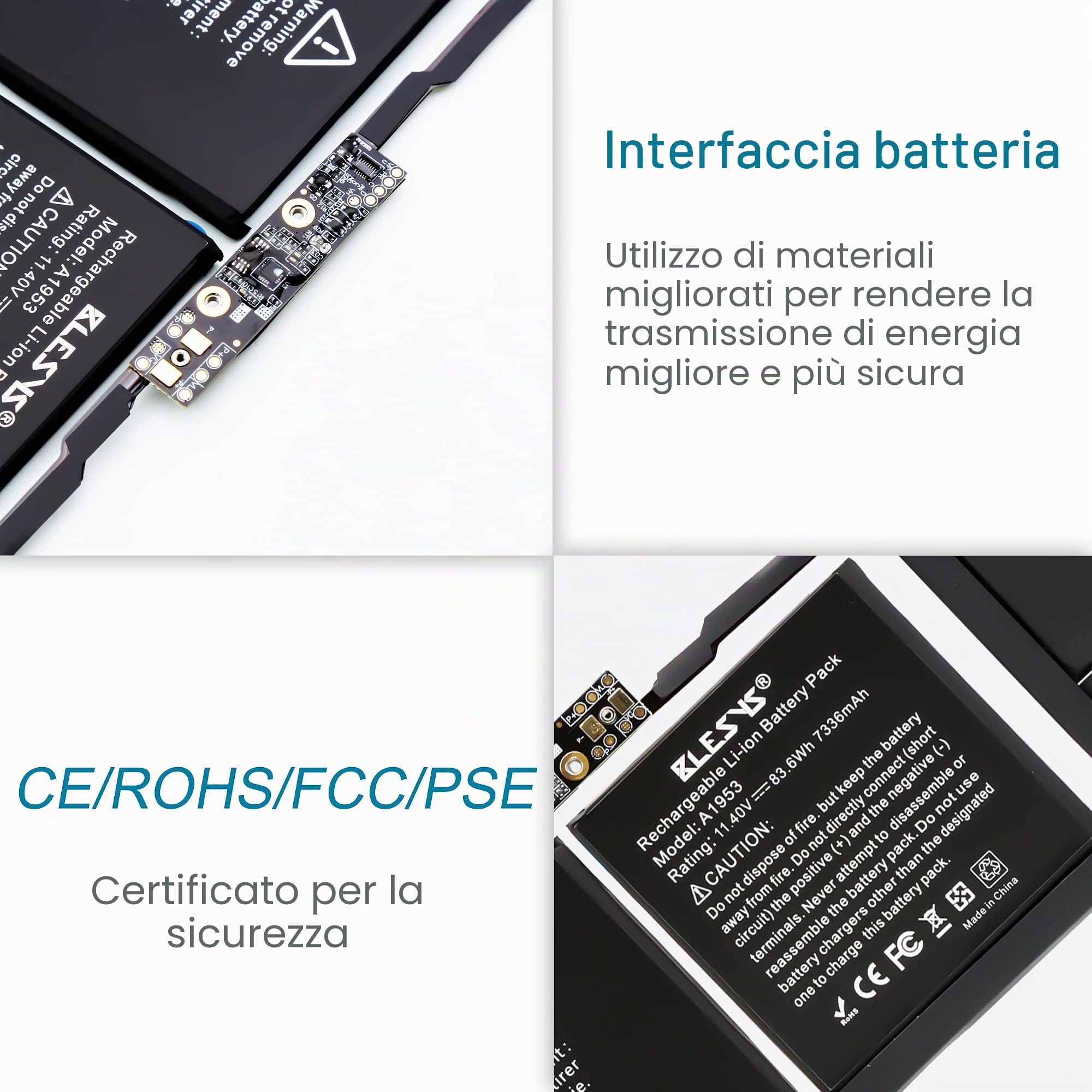 BLESYS A1953 A1990 Batteria per Macbook pro 15" A1990 (2018 2019) EMC 3215 3359