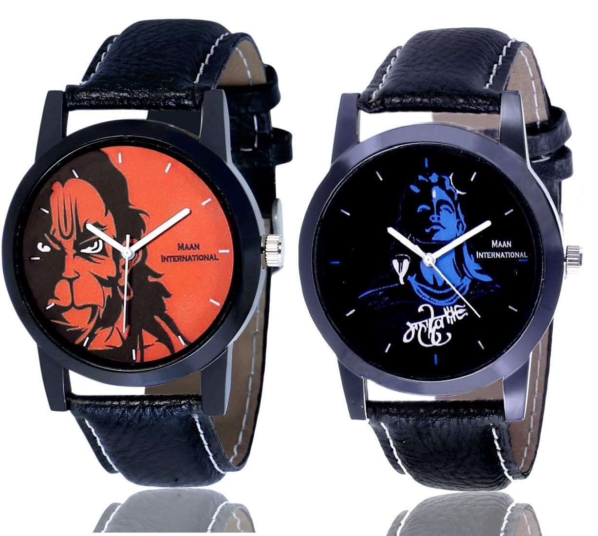 Maan InternationalBoy's and Men's Analogue "Hanuman and MAHADEV" Art Multi Dial Watch
