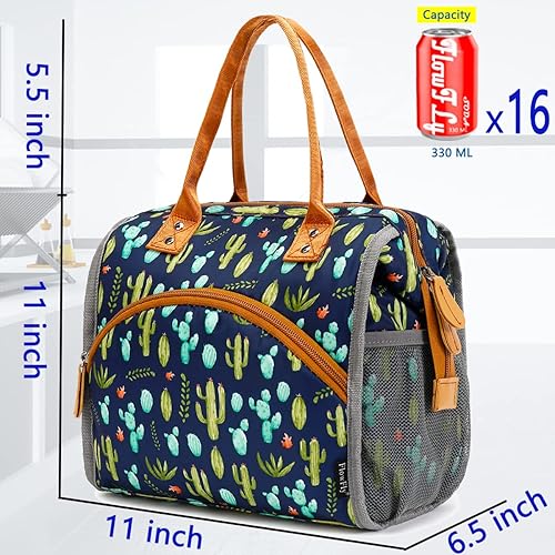 Miniatura 4 de FlowFly Bolsa de almuerzo aislada para mujeres, hombres, grande y reutilizable, con asa, bolsa de trabajo y viaje y organizador de preparación de