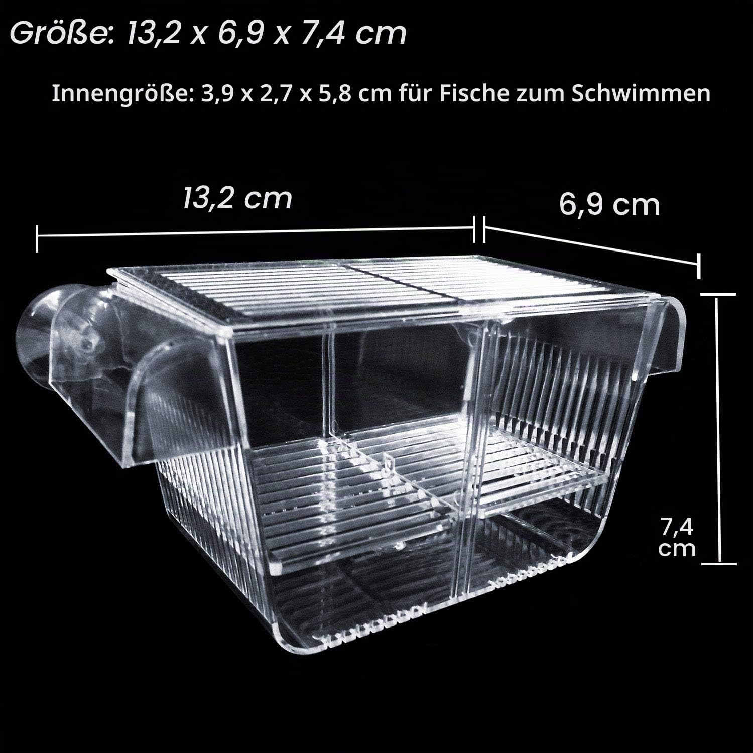capetsma Fischzuchtkasten, Acryl Fisch-Isolationsbox mit Saugnäpfen, Brutkasten für die Aquarienanpassung für Babyfische, Garnelen, Clownfische und Guppys Kleine Größe.