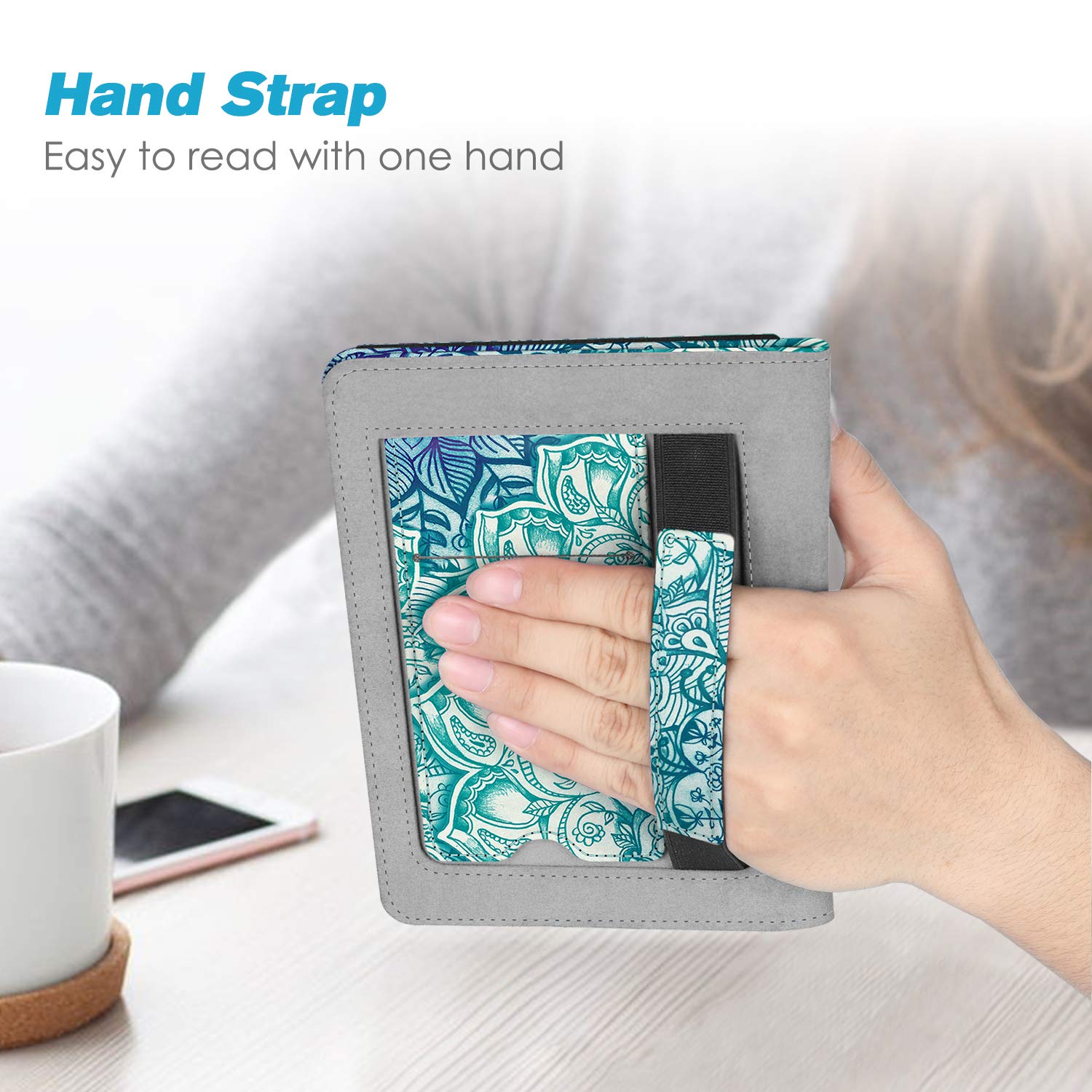 FINTIE Custodia per 6" Kindle Paperwhite (10ª generazione 2018 & All Generazione 2012-2017) - Premium PU Stand Cover Protettiva Card Slot e Hand Strap con Funzione Auto Sveglia/Sonno, Emerald
