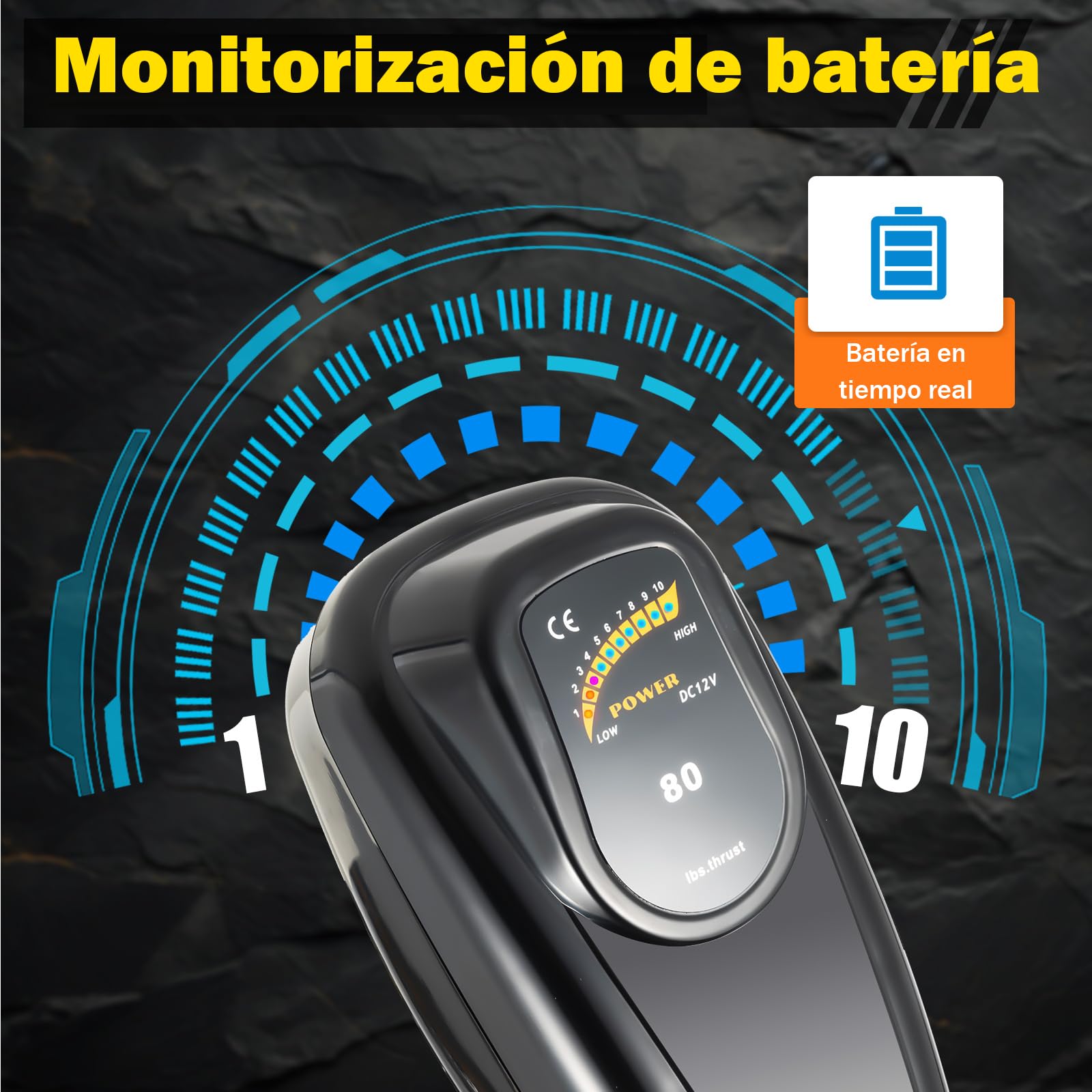 Motor Fueraborda Eléctrico 12V, 80 Libras - 626W Sin Licencia, 8 Marchas, 1850 Fuerza de Tracción, Para Barco (80 LBS Shub 12)
