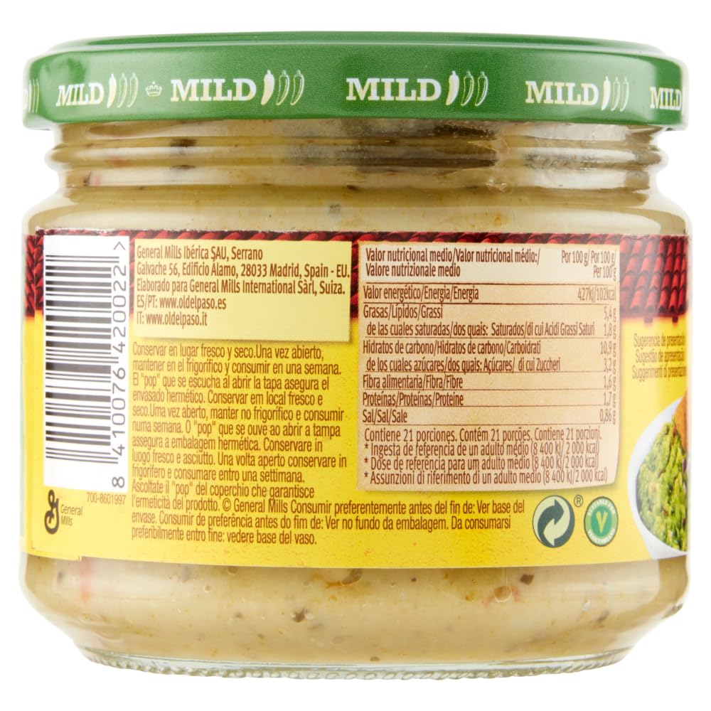 Italian Gourmet Salsa Guacamole Avocado-Würzsauce Glas Tex-Mex 12 x 320g