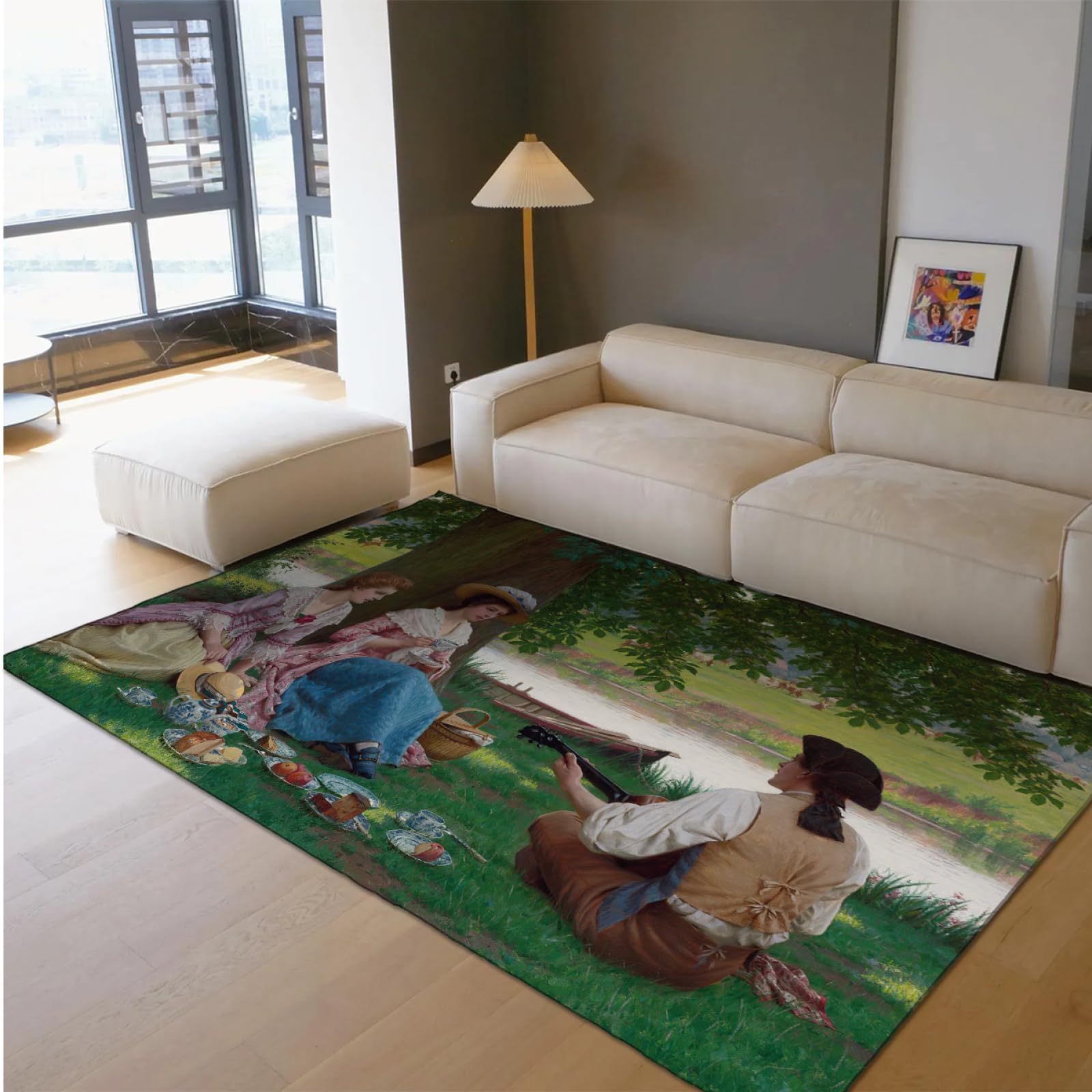 Dywan z naturalną scenerią 160 x 230 cm - ciepły rodzinny dywan na zewnątrz nowoczesny kreatywny dywan narzuta dywany z gumowym spodem można prać