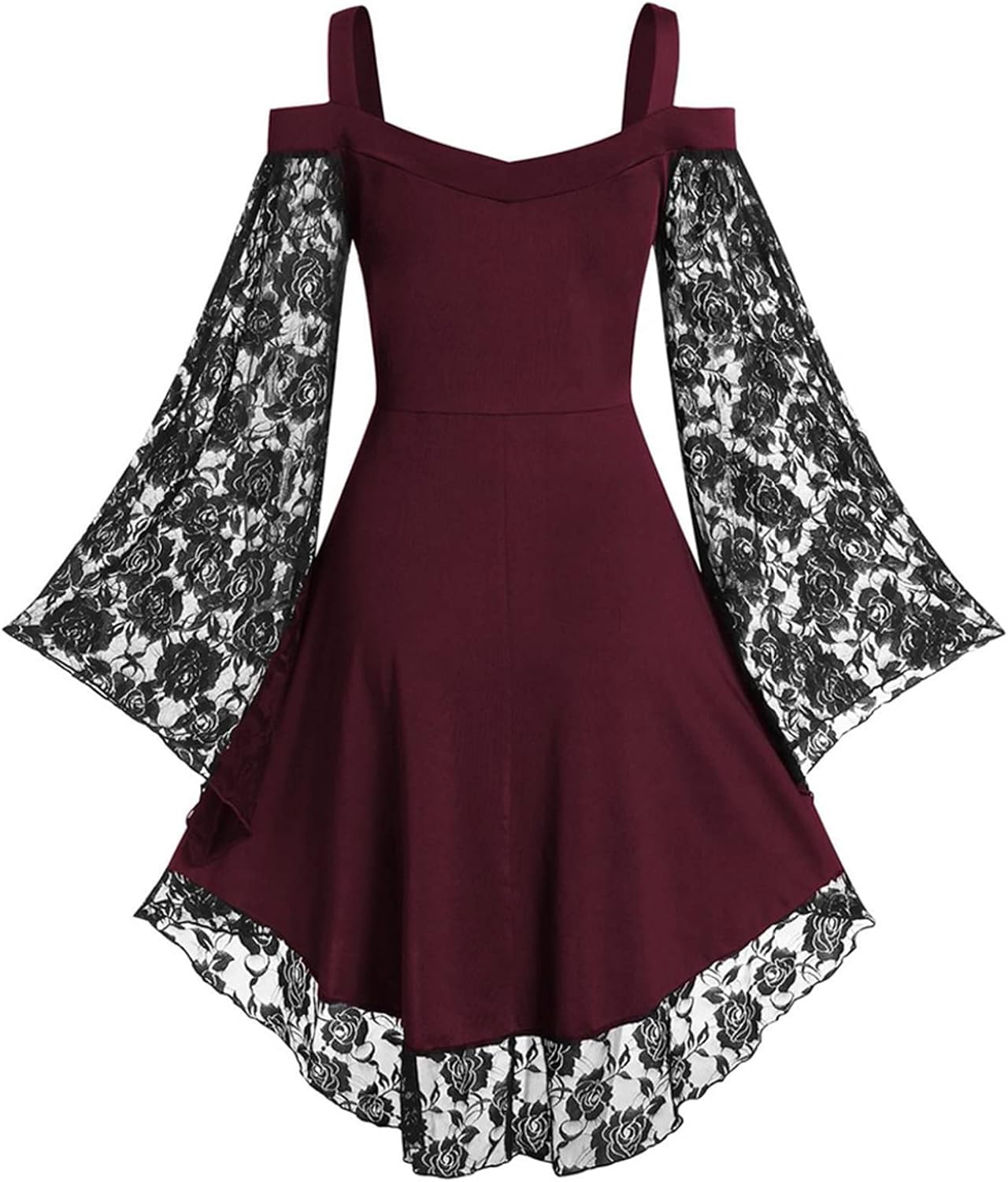 Renaissance Gothic Dress for Women Off Shoulder Lace Trumpet Sleeve Dresses Medieval Steampunk Dress Halloween Costume - Image 4
