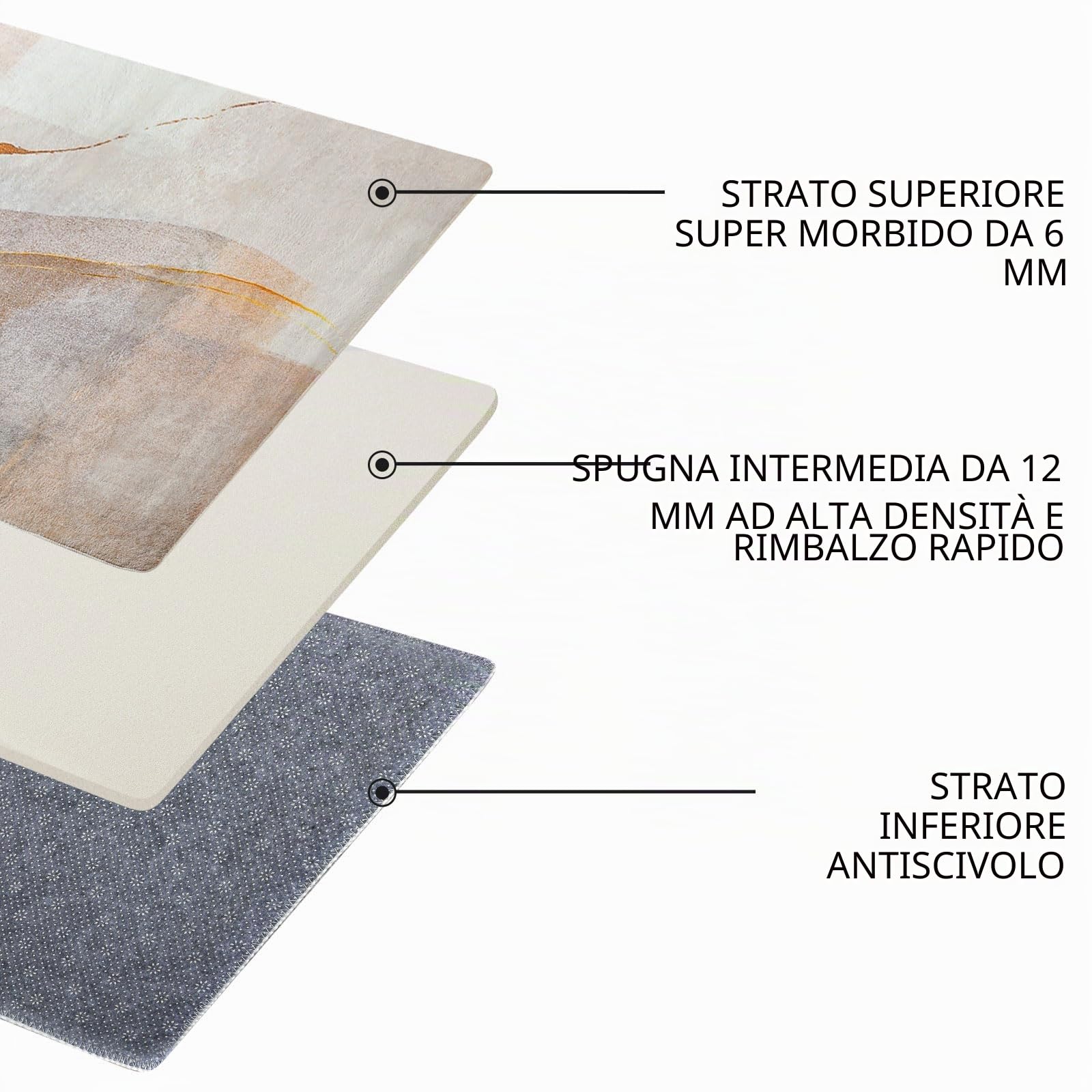 Area Tappeti per Soggiorno, Moderno Astratto Tappeto Morbido Pile Sala da pranzo Camera da letto Home Decor Tappeto antiscivolo (120 x 160 cm, Marrone/Oro)