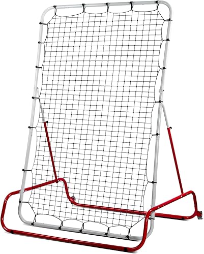 FITPLAY - Rebotador de béisbolsoftbol, red de rebote de béisbol de 6 x 4 pies con ruedas, ángulos ajustables, red de práctica de lanzamiento,