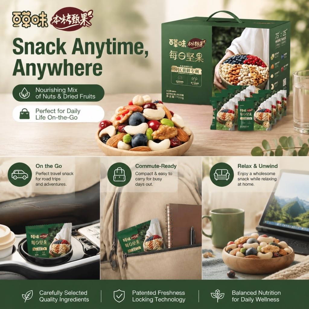 Snack Diario De Frutos Secos Y, 750 G (30 Paquetes) | 5 Nueces + 2 Frutas | Bocadillos Resellables, Frescos, Portátiles Que No Ensucian For Adultos