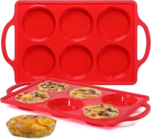 Moldes de silicona para huevos, moldes antiadherentes de 3 pulgadas con marco de metal, bandeja para hornear para sándwiches de desayuno, magdalenas