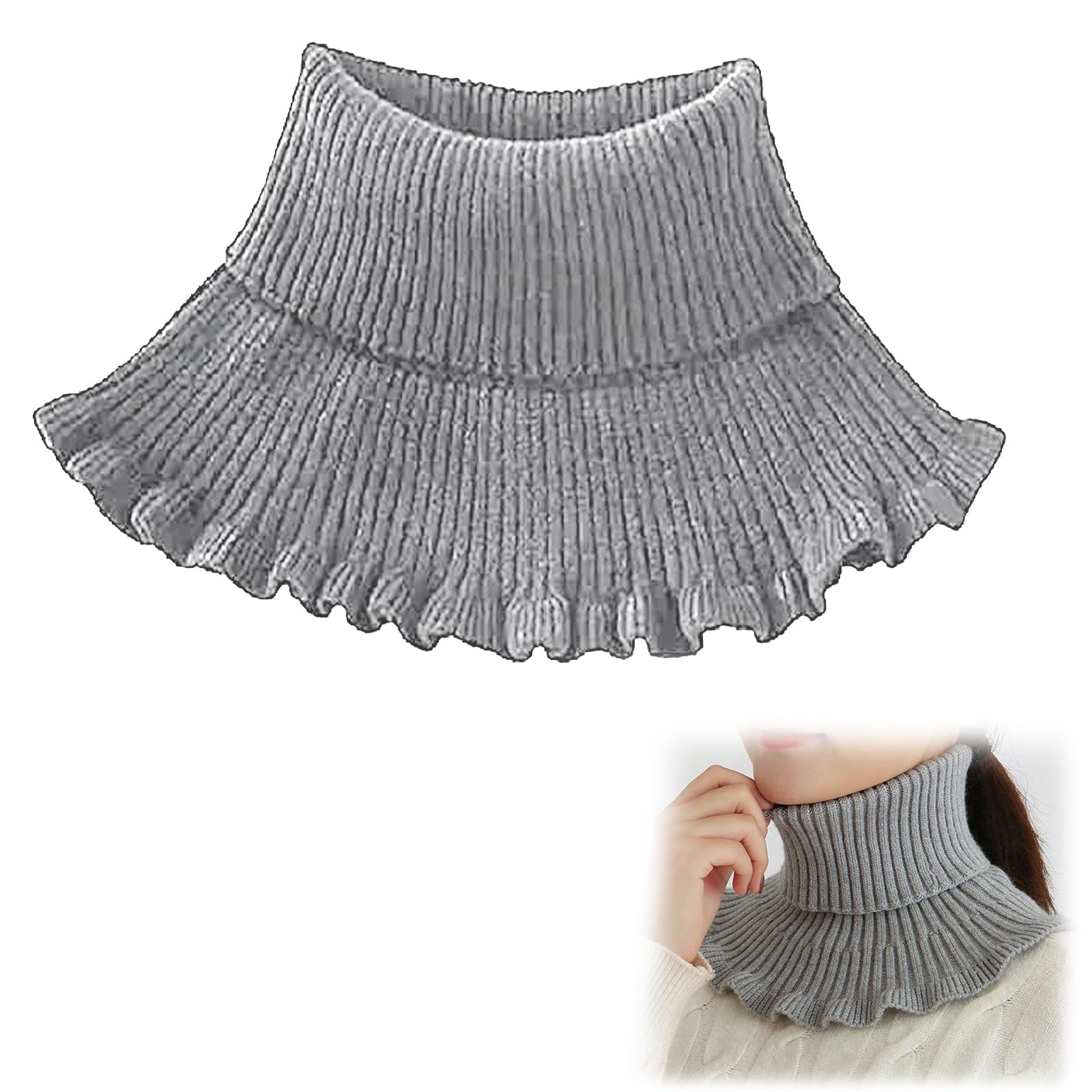 Krageneinsatz Damen,Fake Kragen Schal Gestrickt,Schal Damen,Fake Kragen - Schal,Mädchen Gestrickter Rollkragen Falscher Kragen Abnehmbarer,Falsch Kragen Schal Warm Winter Radfahren