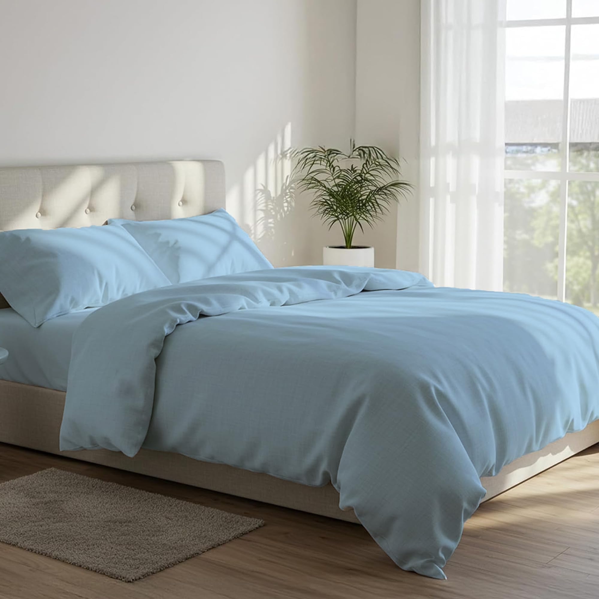 DANYDude 100% Egyptian Cotton King Size Duvet Cover and PillowCases 2 Pack Set 400 Thread Count King Size Duvet Cover Set – Hypoallergenic & Machine Washable Kingsize Bed Quilt Cover Set