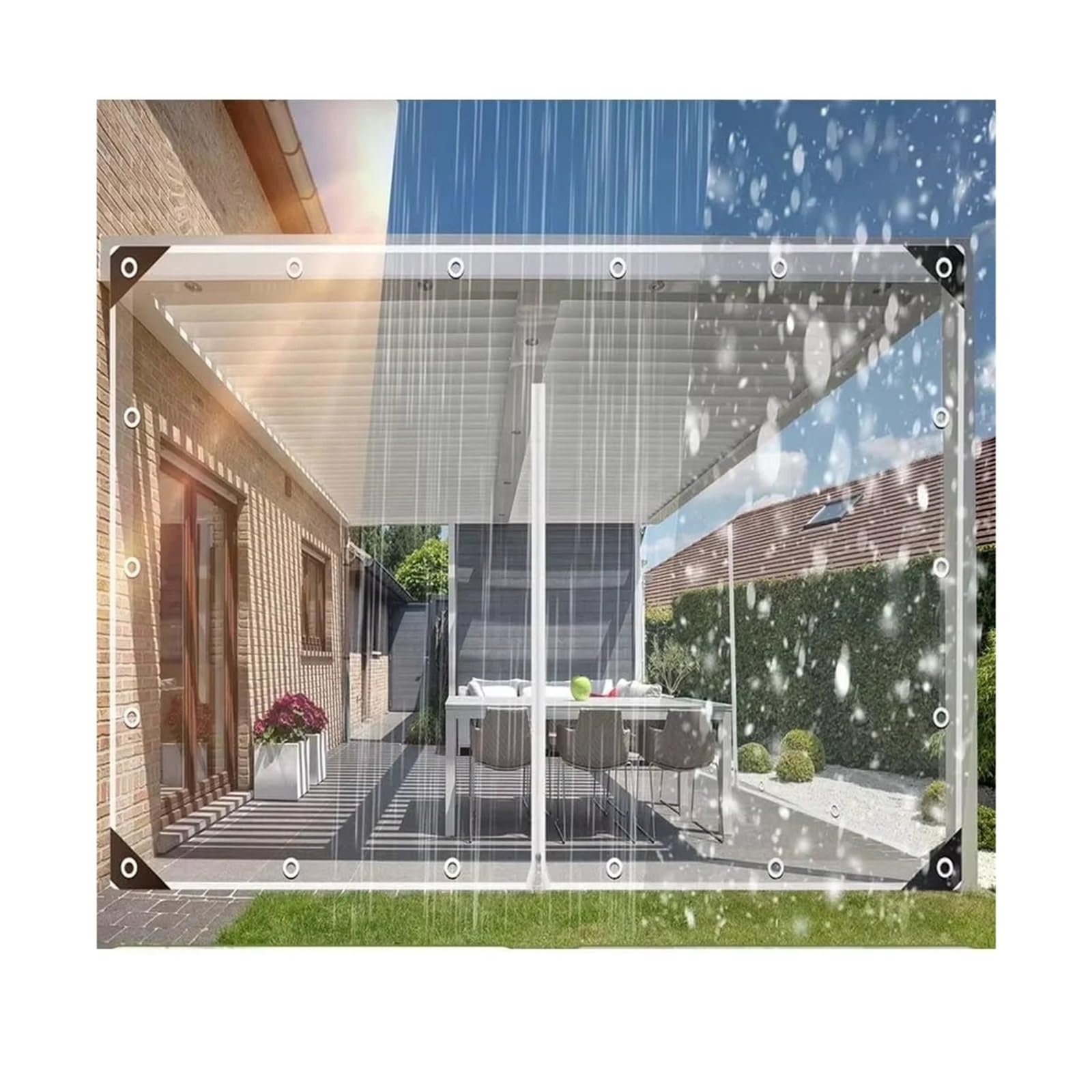 Clear Tarp Transparent Tarpaulin With Eyelets Clear Tarps Curtains Patio Enclosure Waterproof PVC For Gazebos(H2 x L2m)