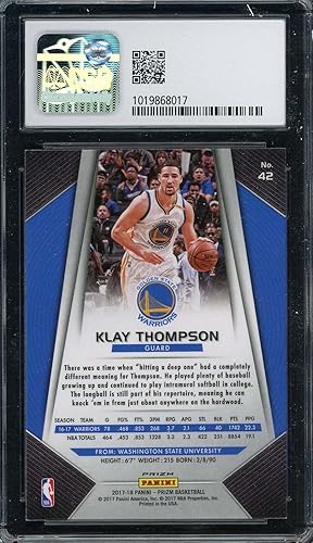 Miniatura 2 de Klay Thompson 2017 Panini Prizm Green Basketball Card #42 Graded CSG 9