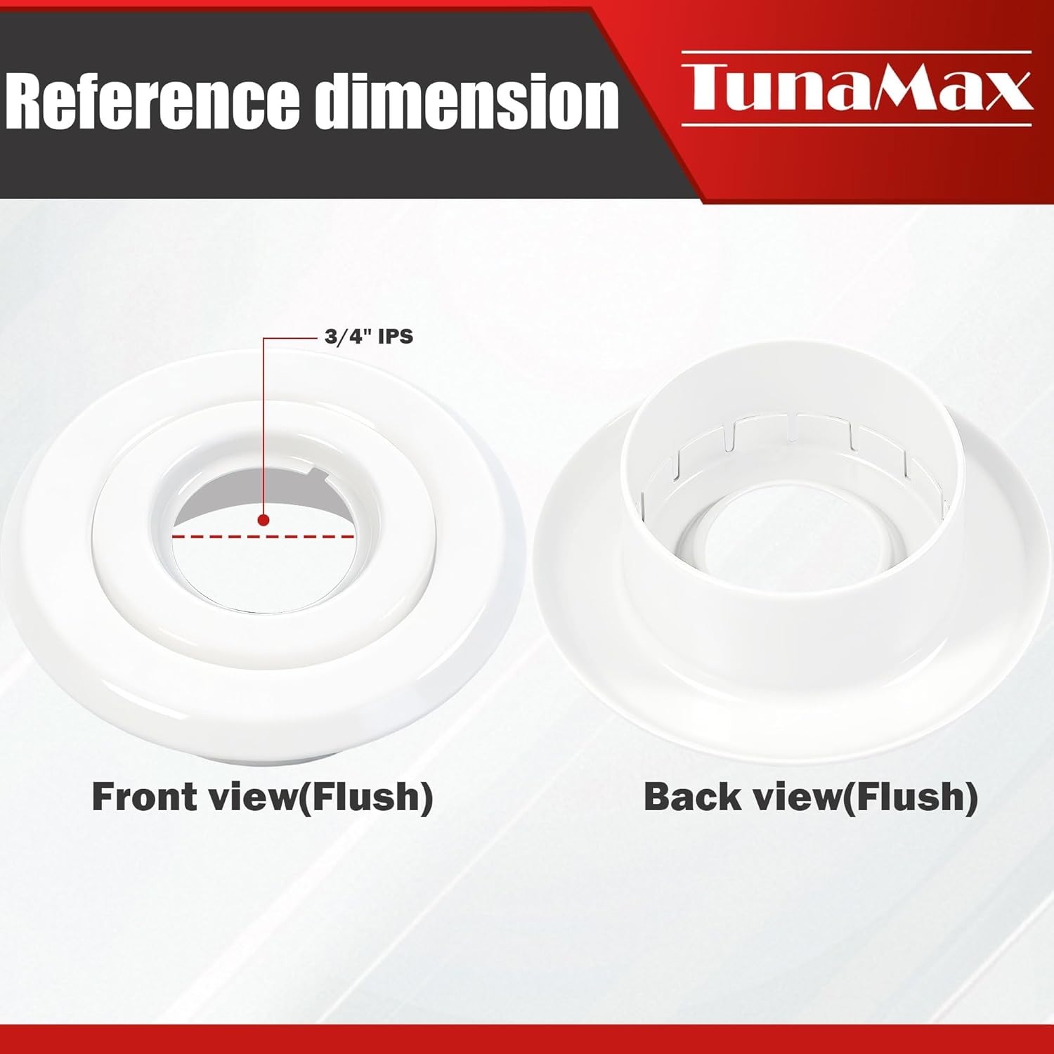 TunaMax (6 Pack) 3/4" IPS Fire Sprinkler Escutcheons Standard Sprinkler Head Cover Plate Trim Ring White 3/4"IPS-(6 Pack)