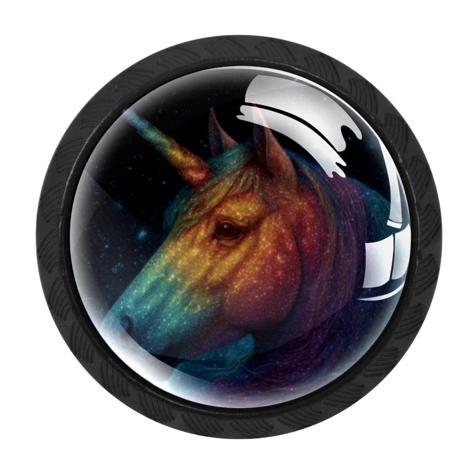 Chenzzzz Multicolored 01 4 Pack Cabinet Handles Black Starry Sky Rainbow Unicorn (2) Cabinet Knobs Draw