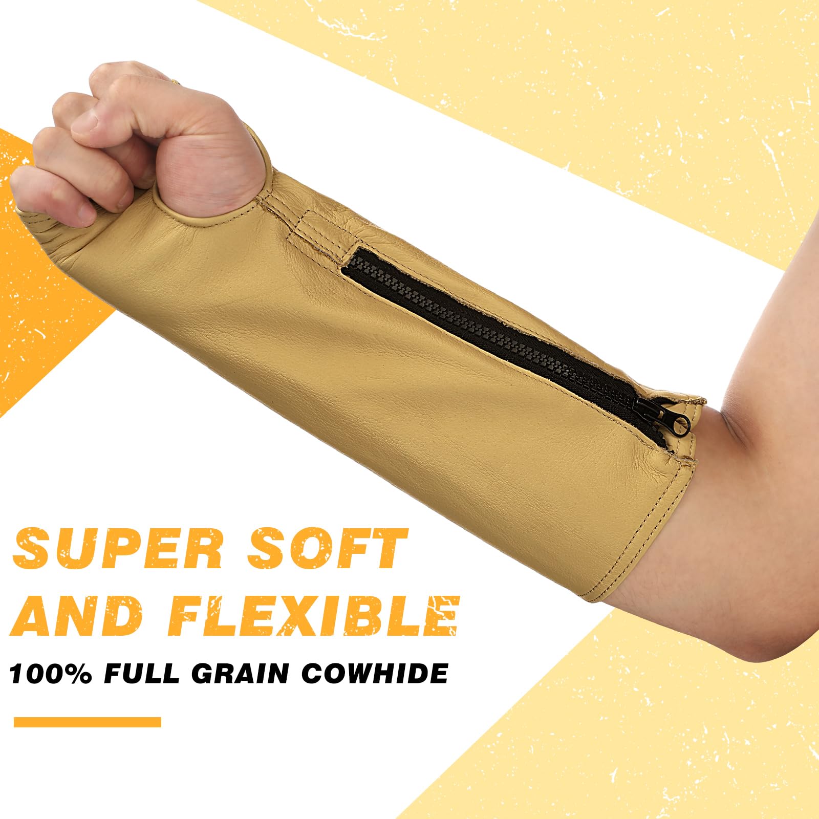 Suhine 2 pares de protectores de brazo de cuero para soldadura, mangas de trabajo resistentes a los cortes, protectores de brazo para piel fina, moretones, hombres y mujeres