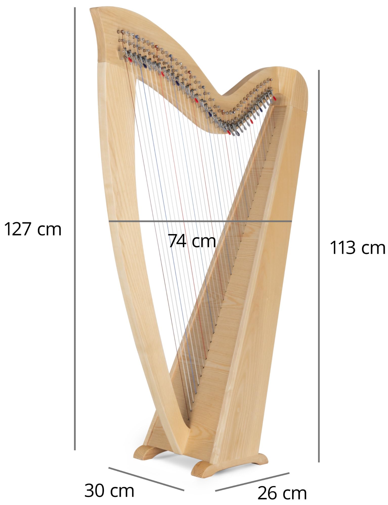 Classic Cantabile Arpa Celtica con 36 Corde - Accordatura Mi bemolle maggiore - Legno di Frassino - Incl. Borsa & 2 Chiavi di Accordatura - Altezza 127 cm