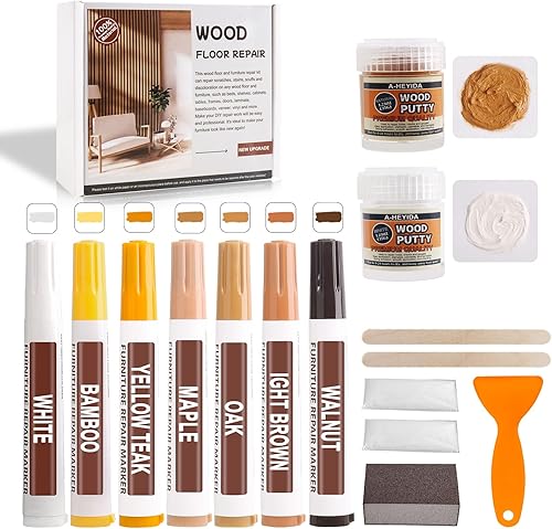 Marcadores de muebles de retoque Kit de reparación de madera marcador de madera para arañazos, manchas, serie de 7 colores naturales combinación de