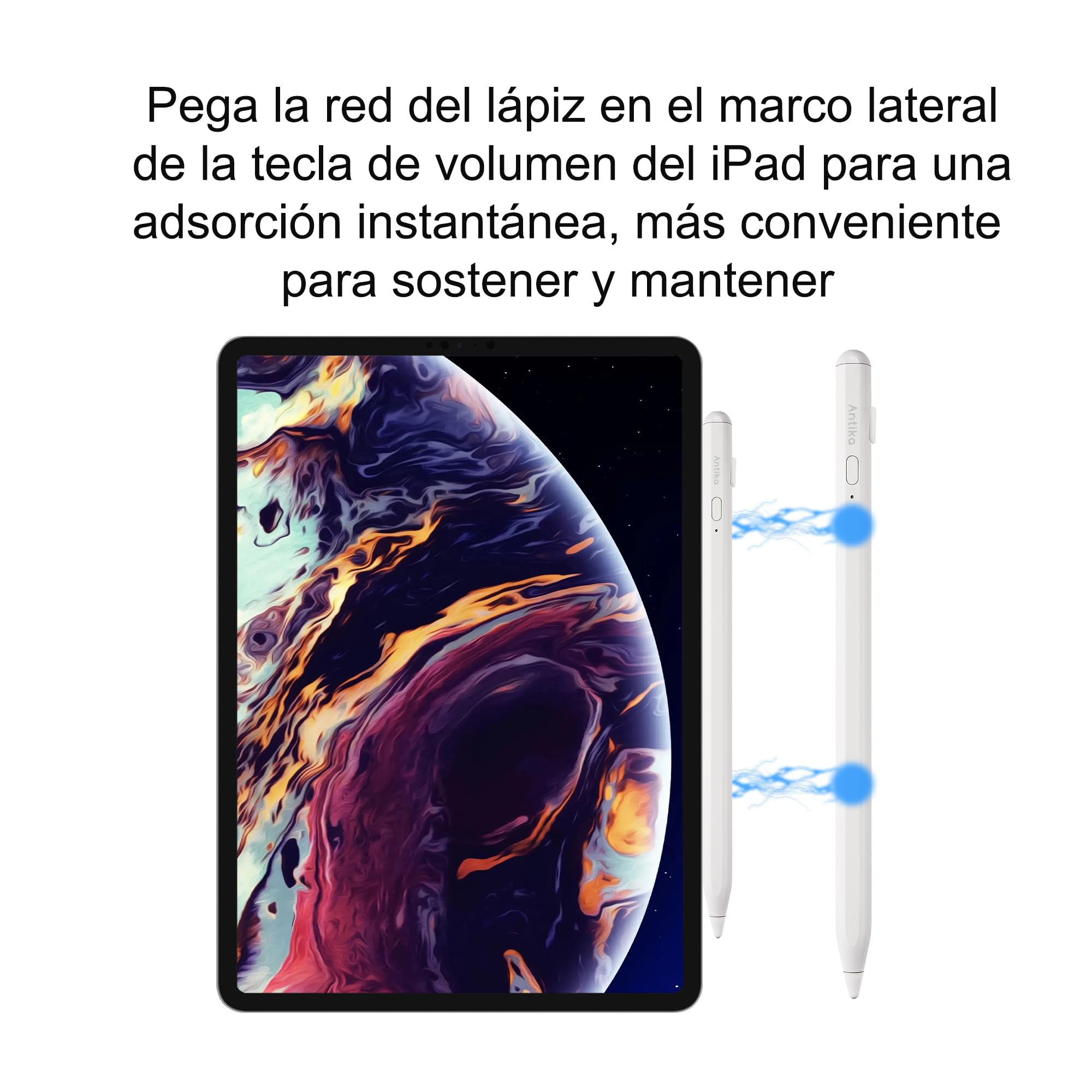 Stylus Pen, Active Stylus Pen Compatible para iOS y Android teléfonos, lápiz óptico Recargable con Pantalla táctil Dual, para Apple/Samsung Tablet, Blanco