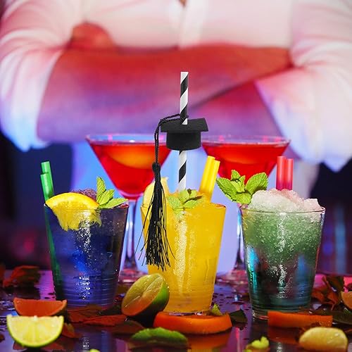 Miniatura 8 de 12 popotes de papel de graduación para batidos de jugos, suministros para fiestas de graduación 2023