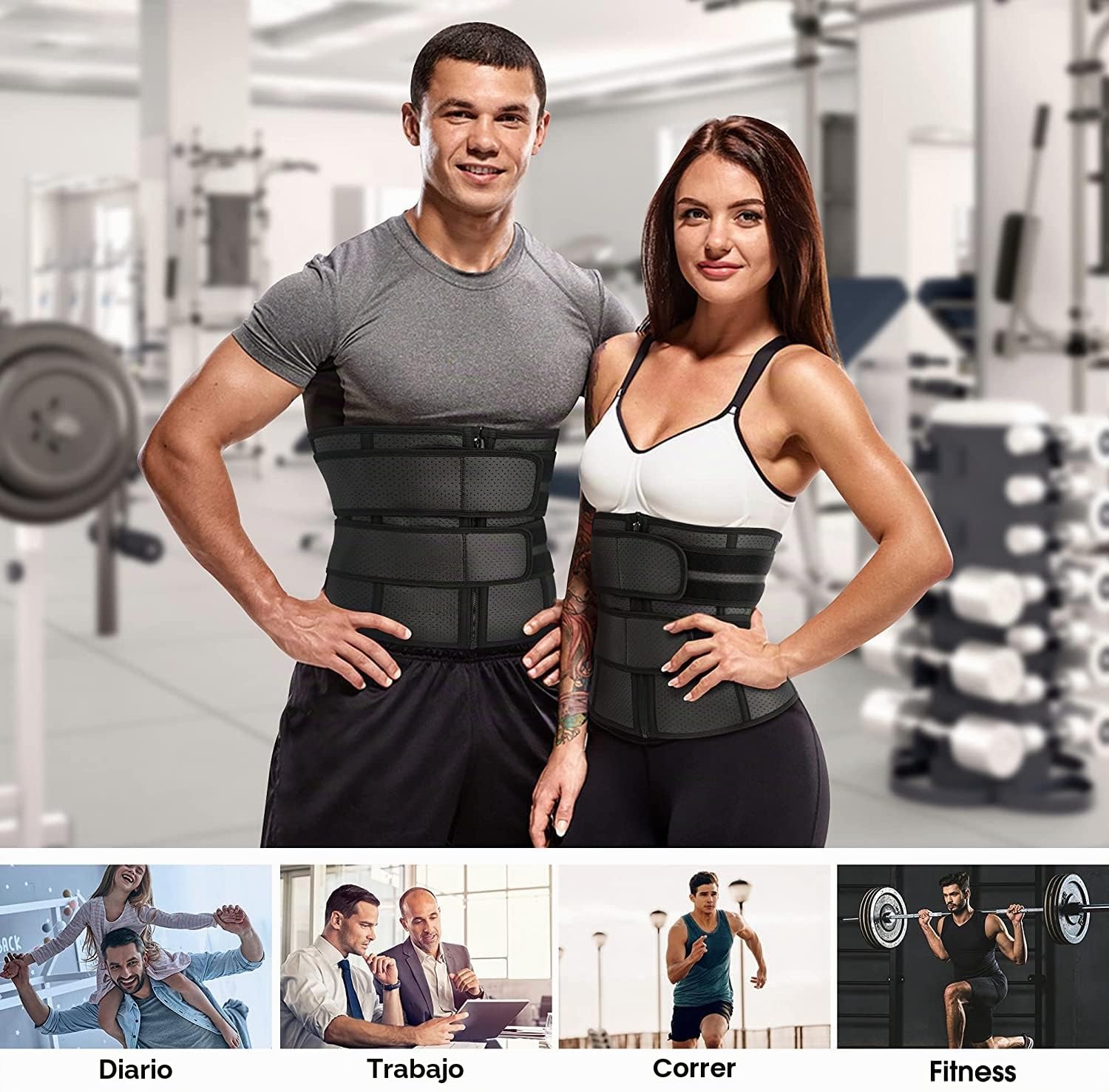 KUMAYES Fajas Reductoras adelgazantes Hombre Faja Lumbar Abdominal Cinturón Neopreno Sauna para Fitness Deporte