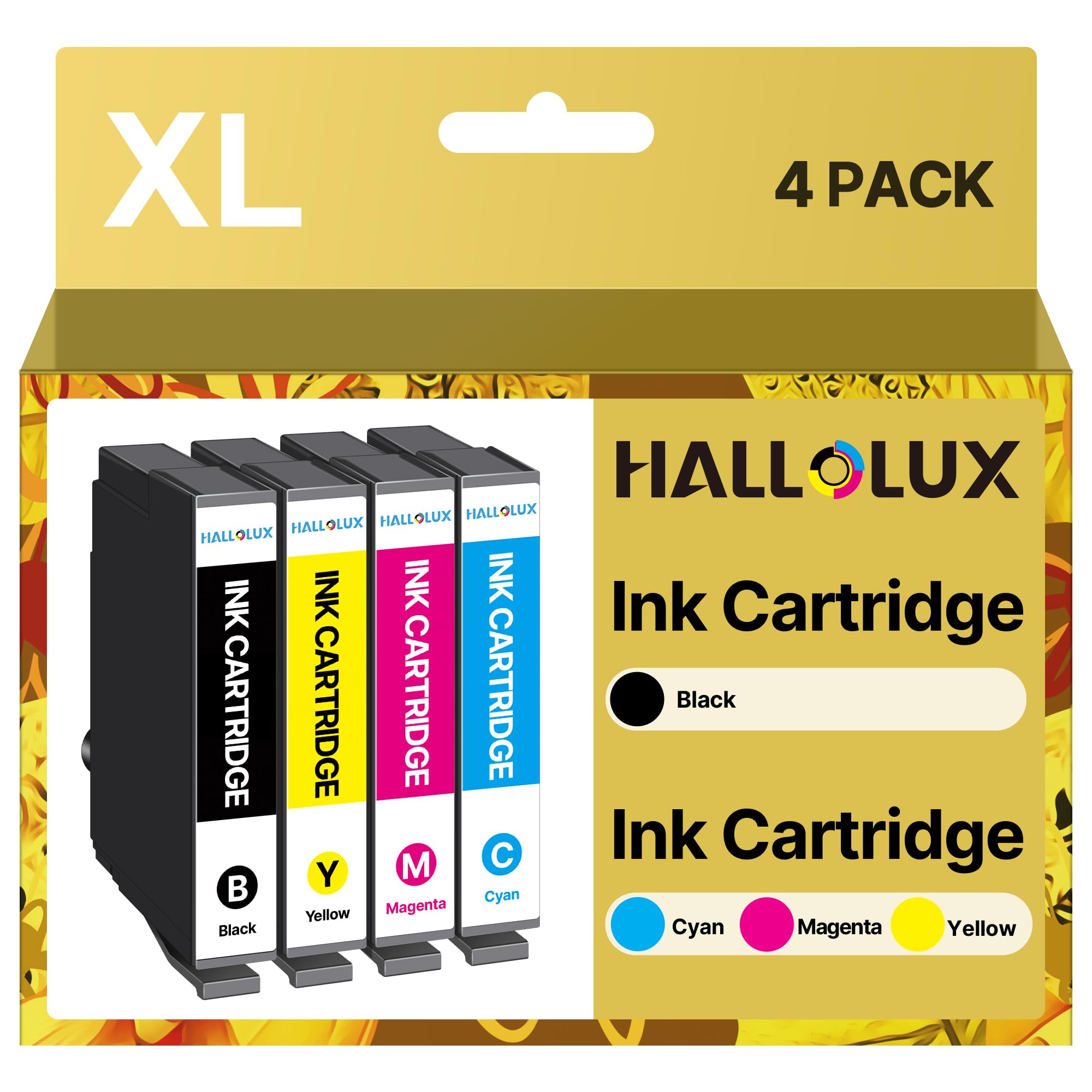 HALLOLUX 604XL Ink Cartridges Multipack High Yield Compatible for Epson 604XL 604 XL for XP-2200 XP-2205 XP-3200 XP-3205 XP-4200 XP-4205 WF-2910DWF WF-2930DWF WF-2935DWF (Black Cyan Magenta Yellow)